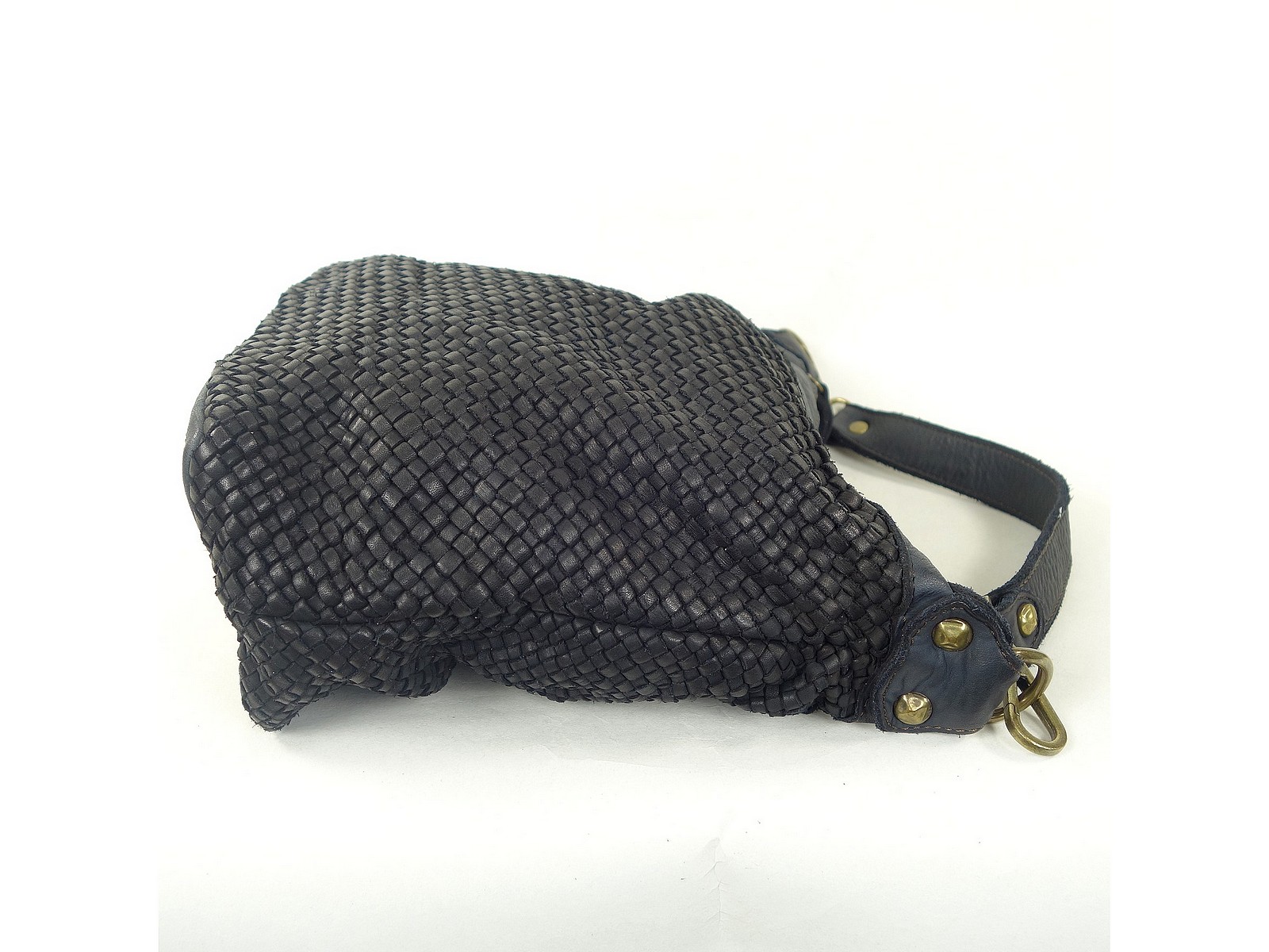 Collection Esprit Cuir Sac Besace Marleen besace cuir tressé noir