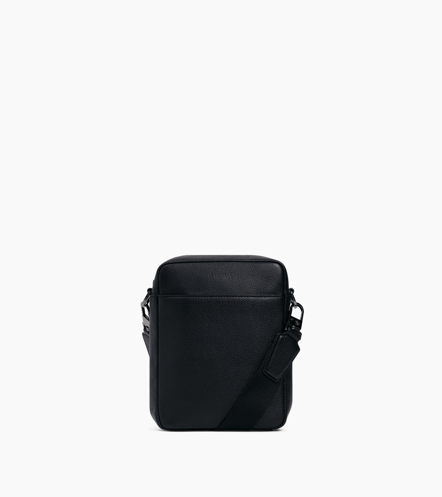 Le Tanneur Marceau petite sacoche zippée sac bandoulière noir cuir grainé