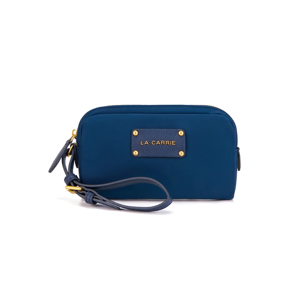 La Carrie In&Out pochette nylon blue brown 18 cm