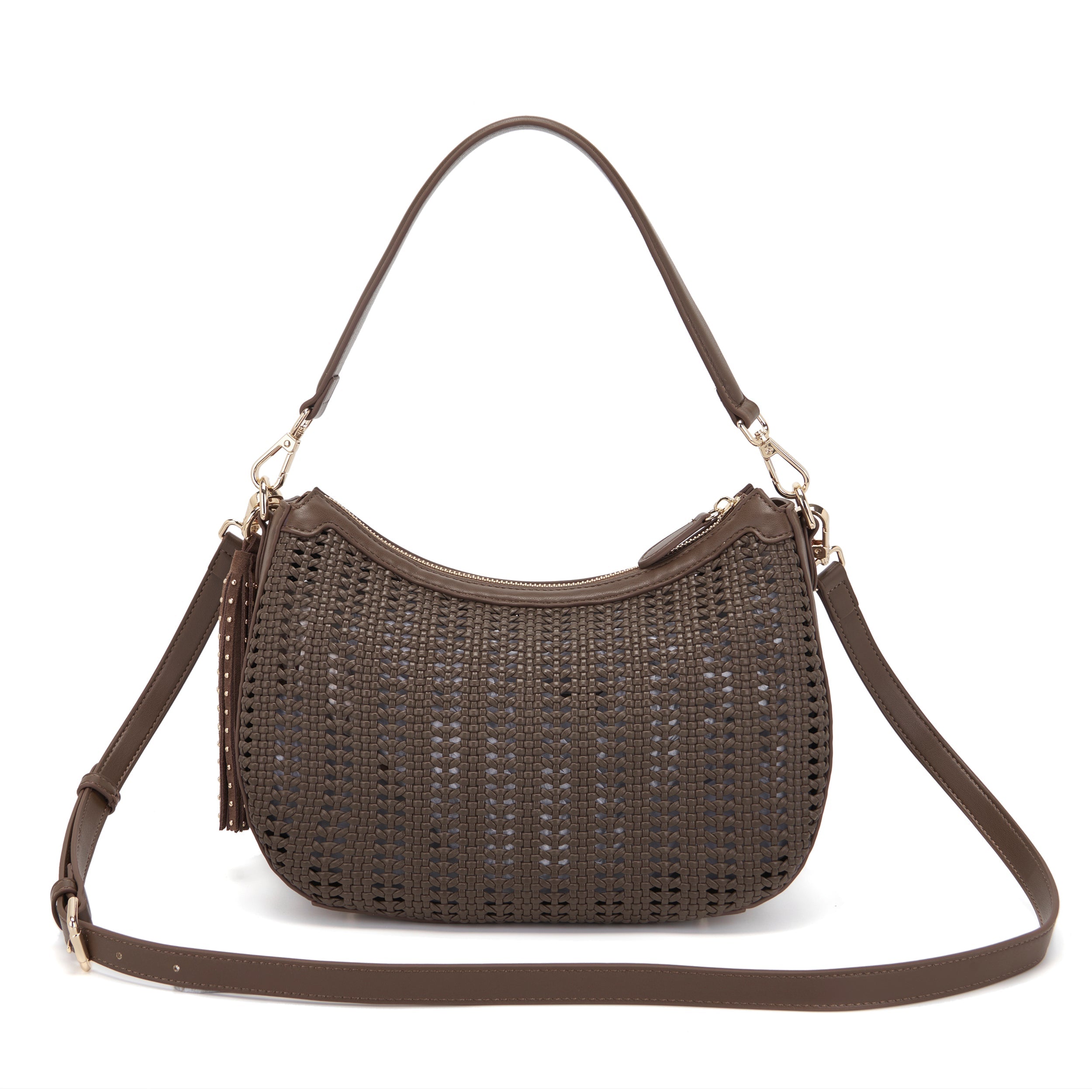 La Carrie Bag Woven sac épaule marron 32x12x21cm