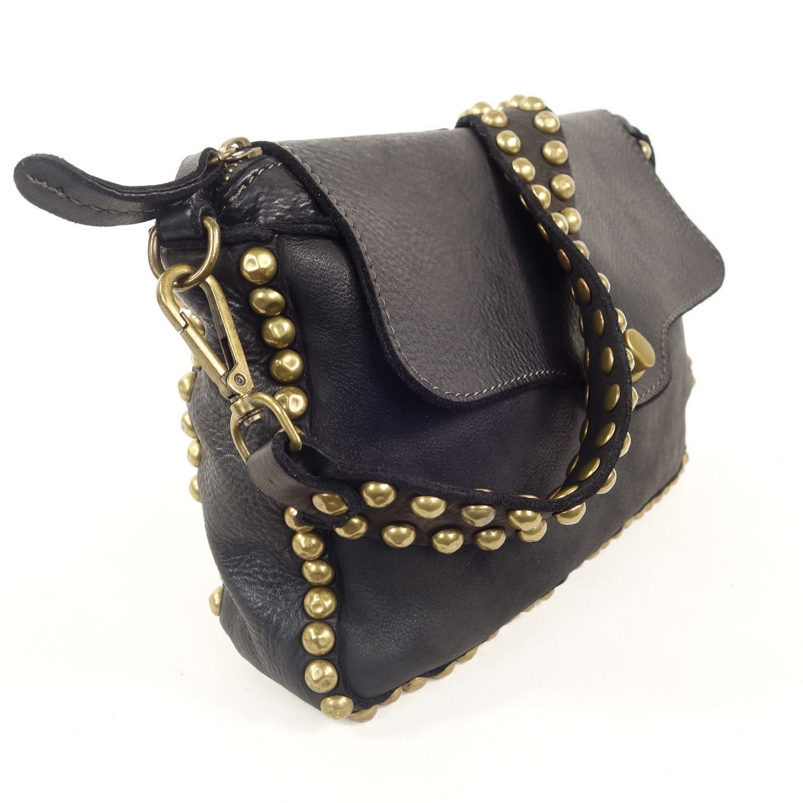 Collection Esprit Cuir MARIETTE pochette cuir noir clouté femme