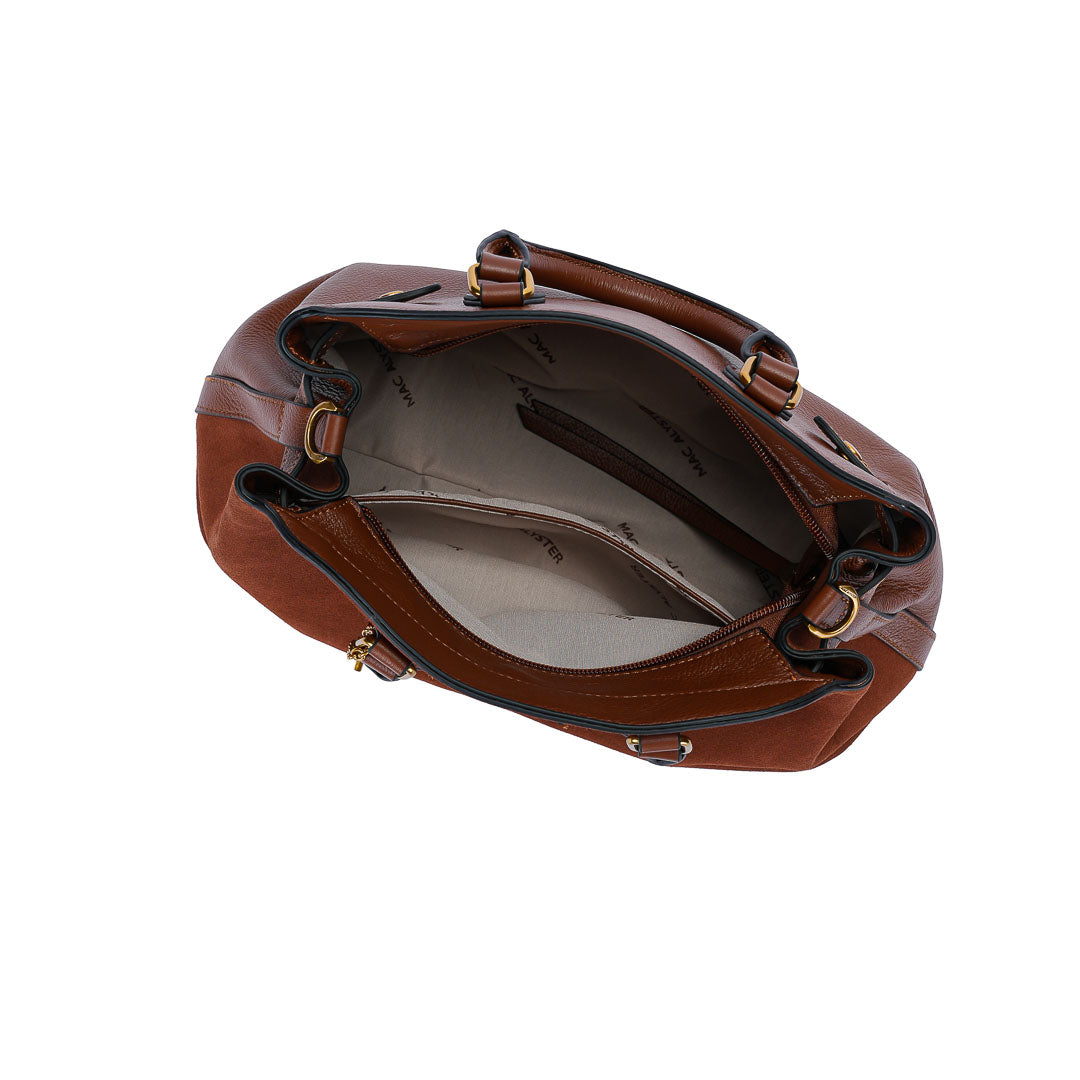 MAC ALYSTER VALERIA Sac à main Daim Cognac cuir 32,5 cm