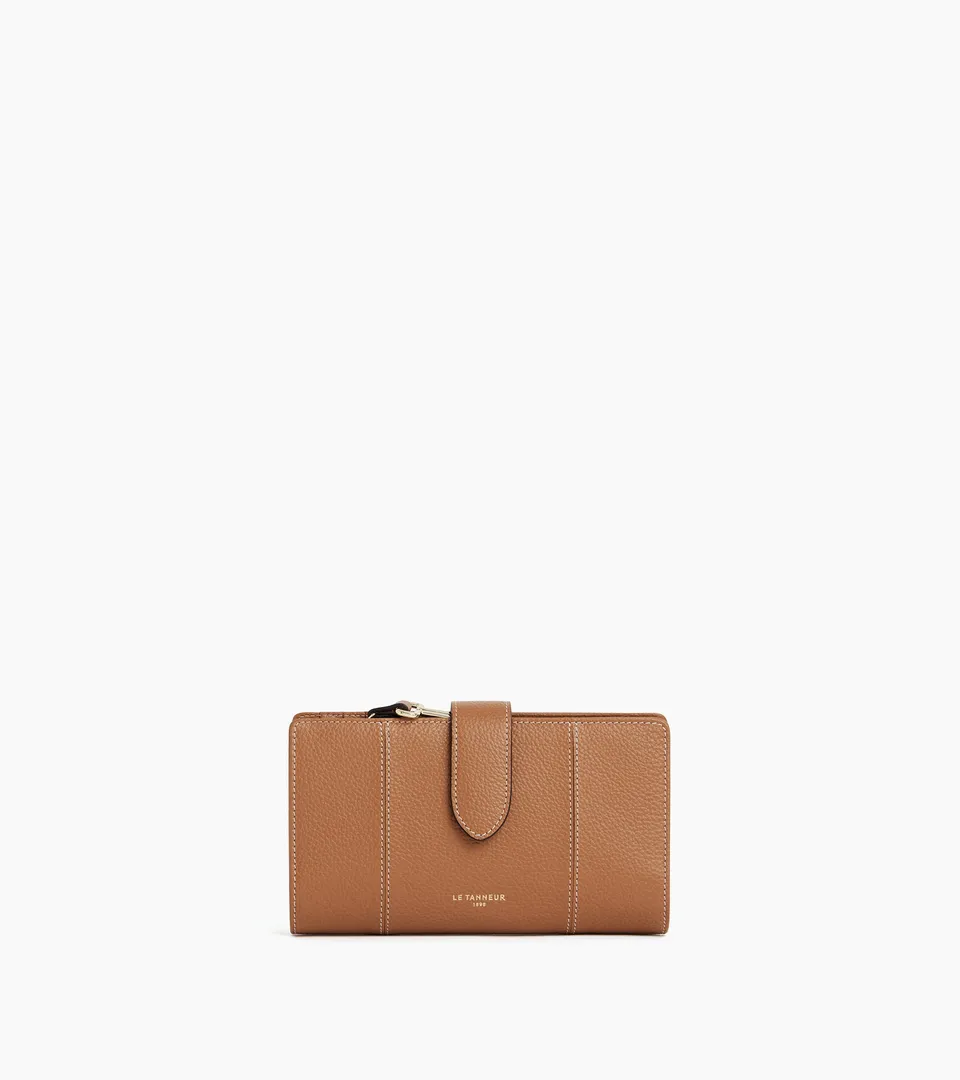Le Tanneur Juliette Portefeuille cuir poche monnaie zip Brown Tan