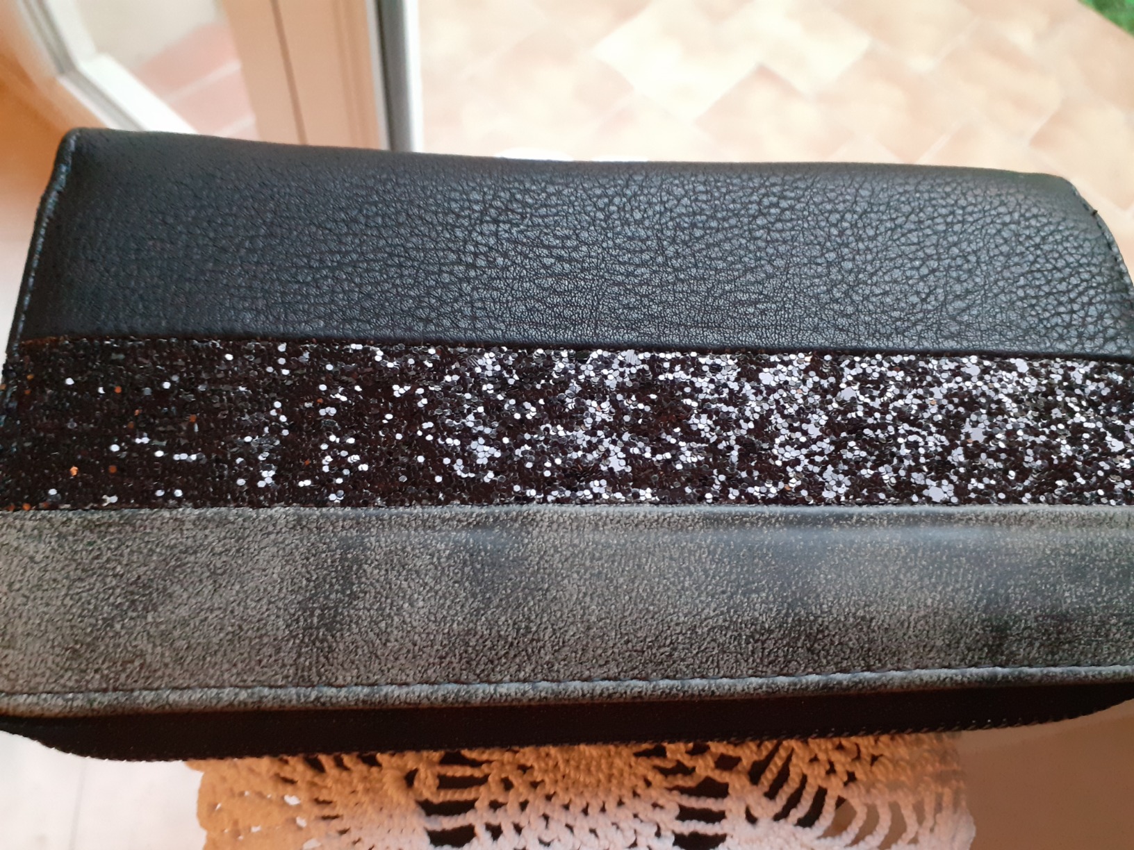 Gallantry Accessoires compagnon long gris noir paillettes 20 cm