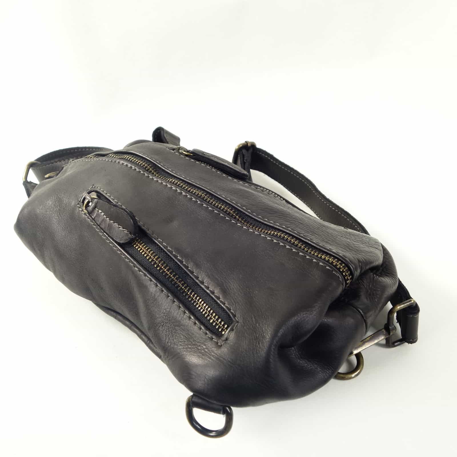 Collection Esprit Cuir ACHILLE sac banane cuir noir holster