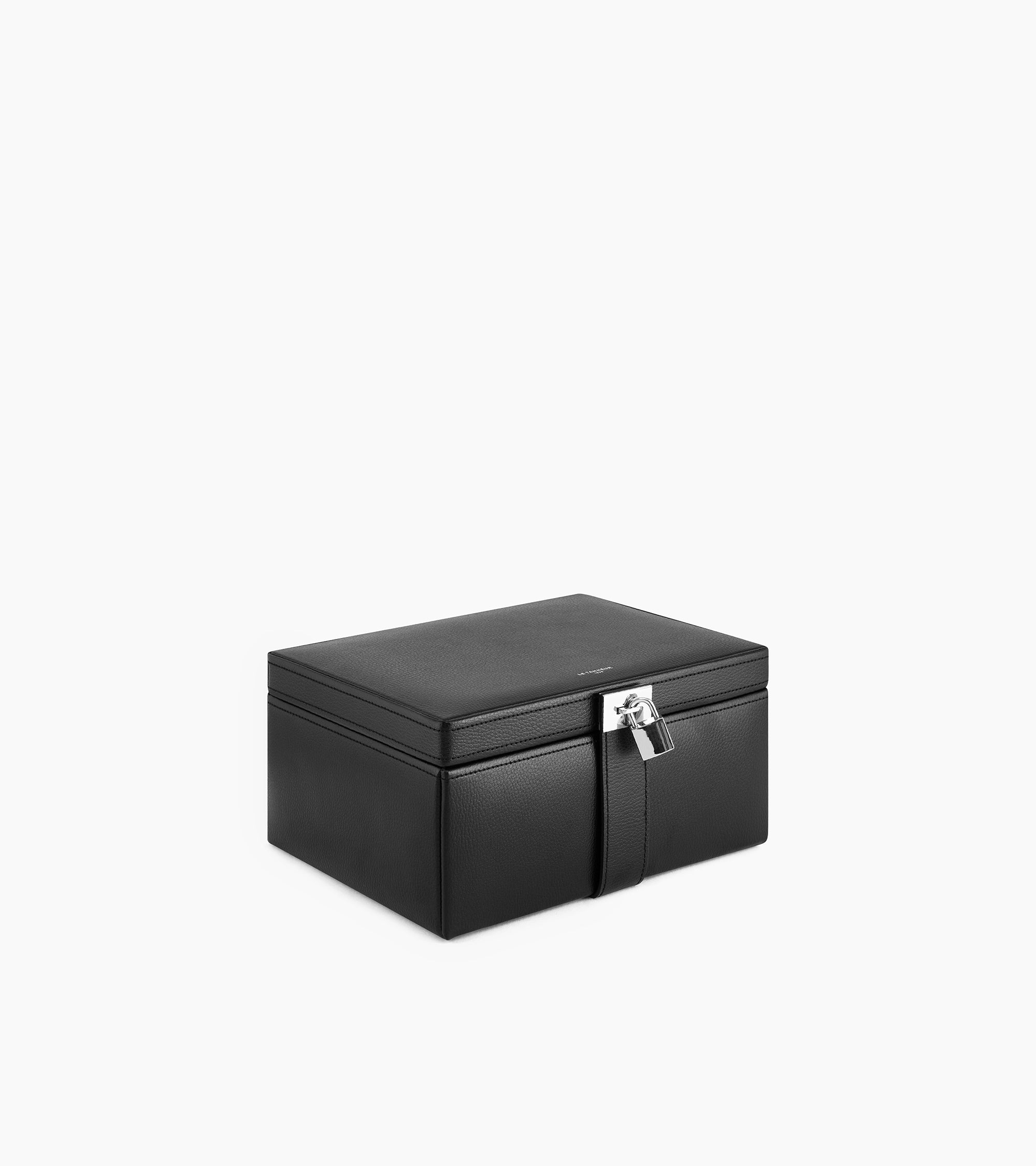 Le Tanneur boîte à bijoux cuir noir grand format