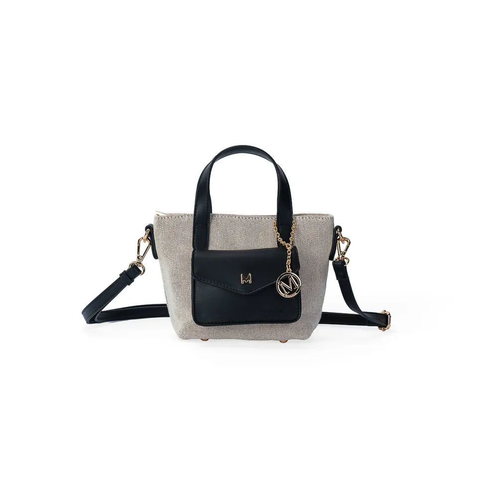 MAC ALYSTER MISS BOHEME Mini Sac Lin Noir 22 cm