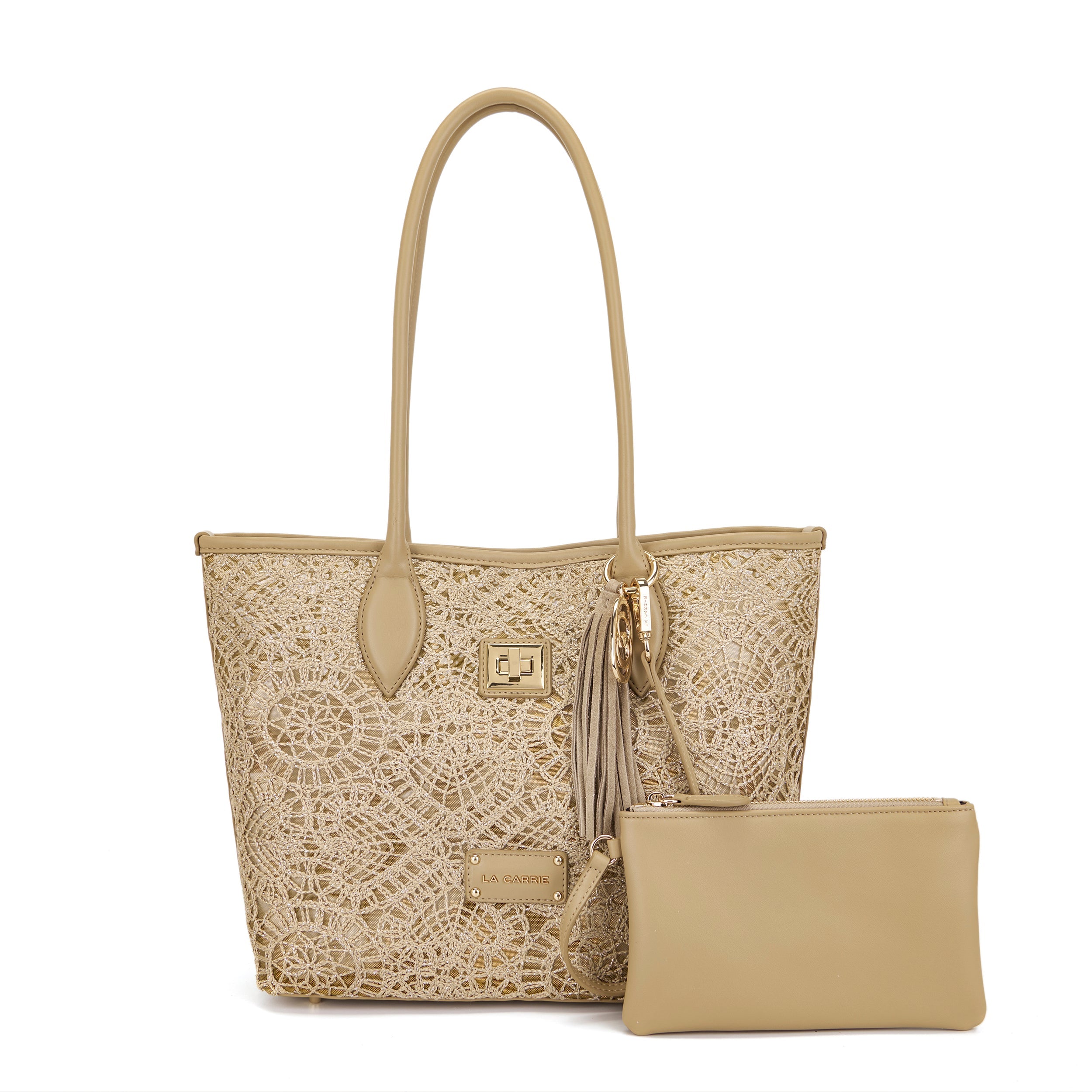La Carrie Versailles sac shopping beige brodé