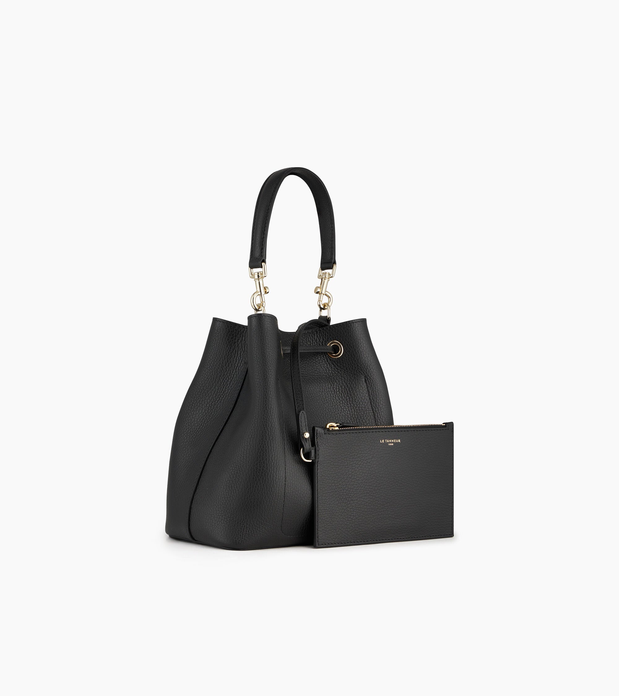 Le Tanneur Louise sac seau cuir grainé noir bandoulière France
