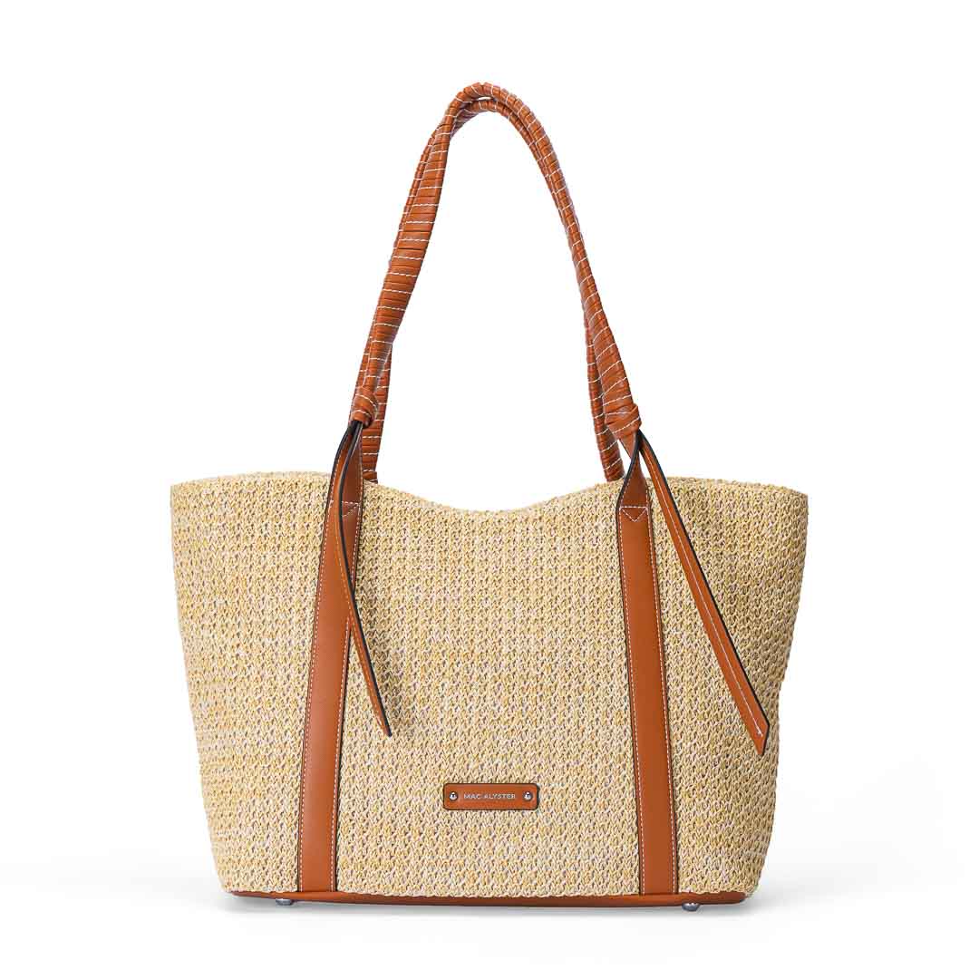 MAC ALYSTER SAINT-MALO sac shopping cognac paille