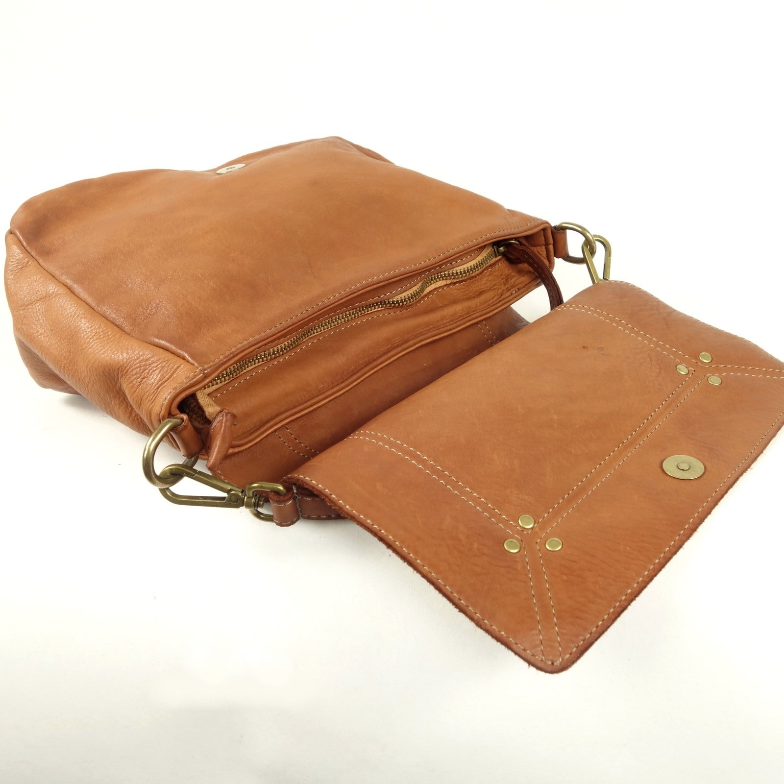 Collection Esprit Cuir ARIANA sac bandoulière naturel cuir