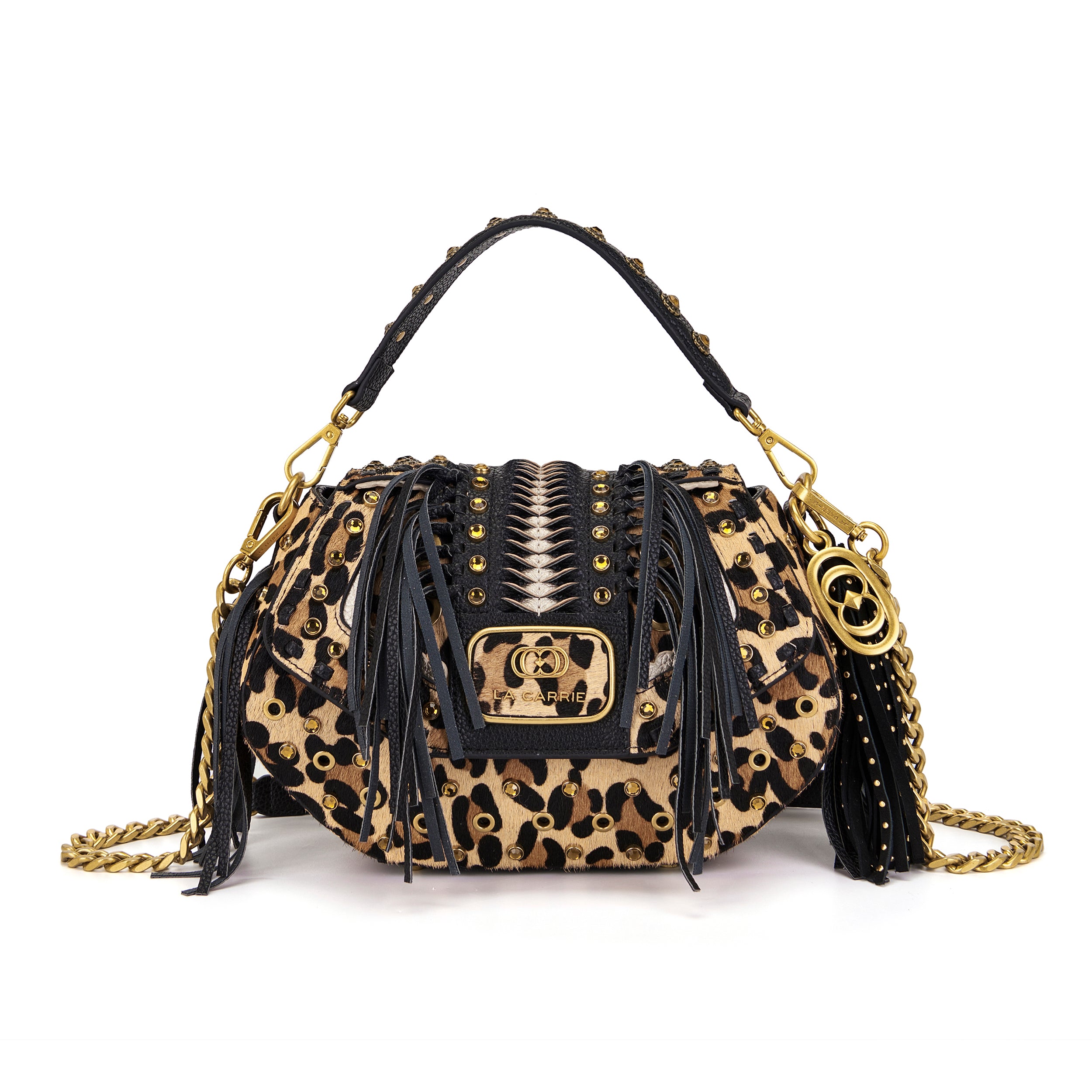 La Carrie Jungle sac à main léopard cuir 25x10x17cm
