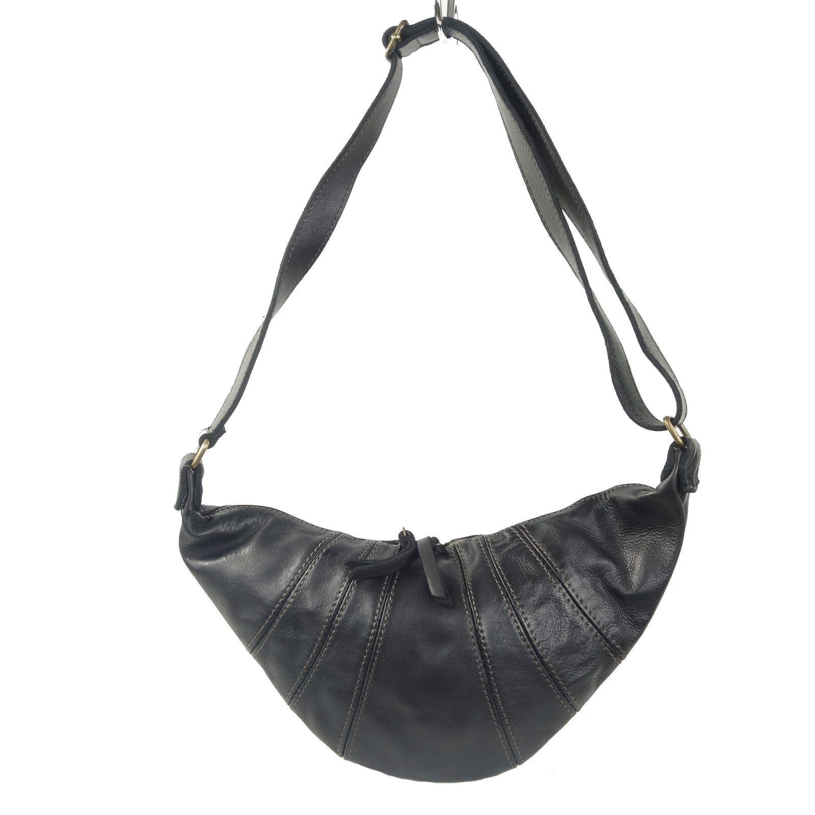 Collection Esprit Cuir ALMA sac banane noir cuir vintage