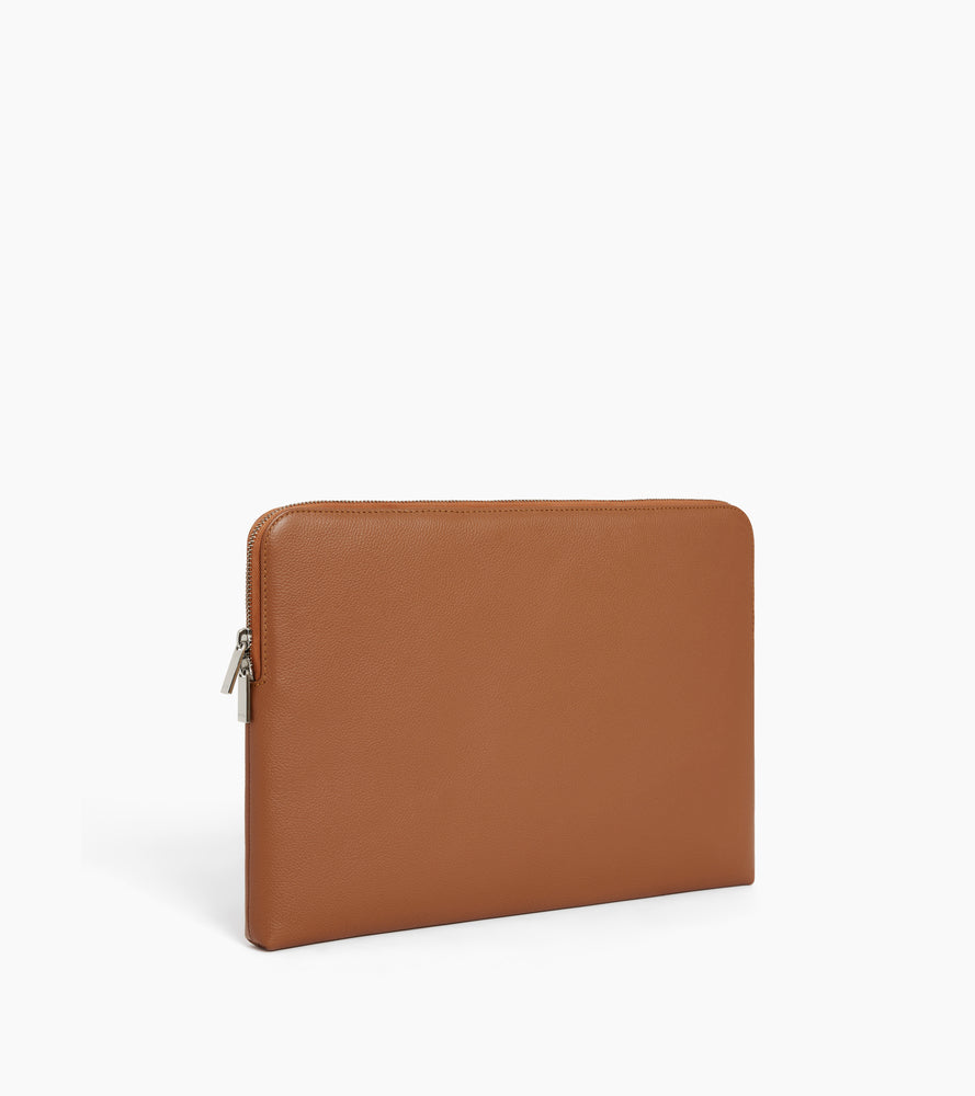 Le Tanneur pochette ordinateur 14" cuir grainé Brown Tan