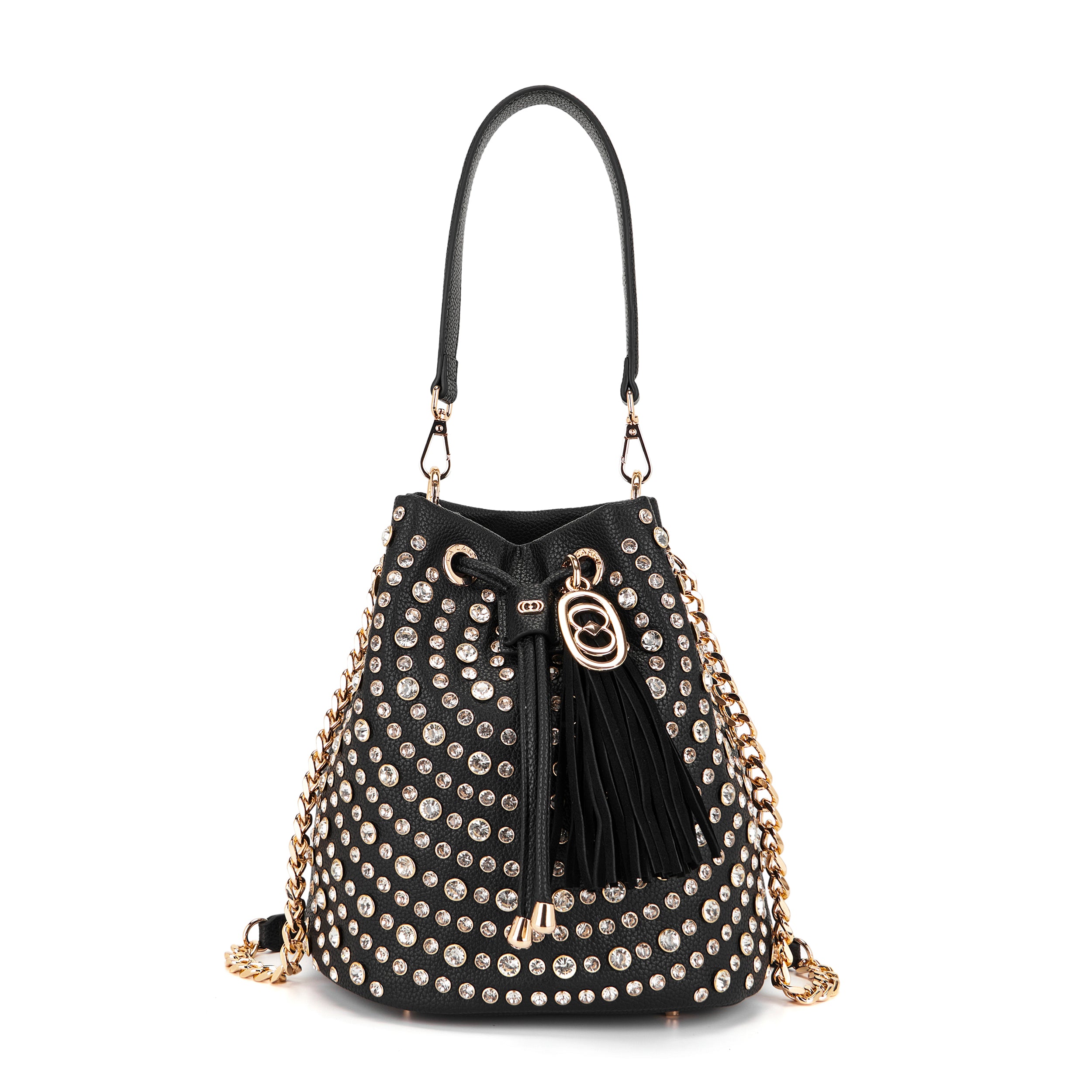 La Carrie Andromeda sac seau noir strass 28 cm