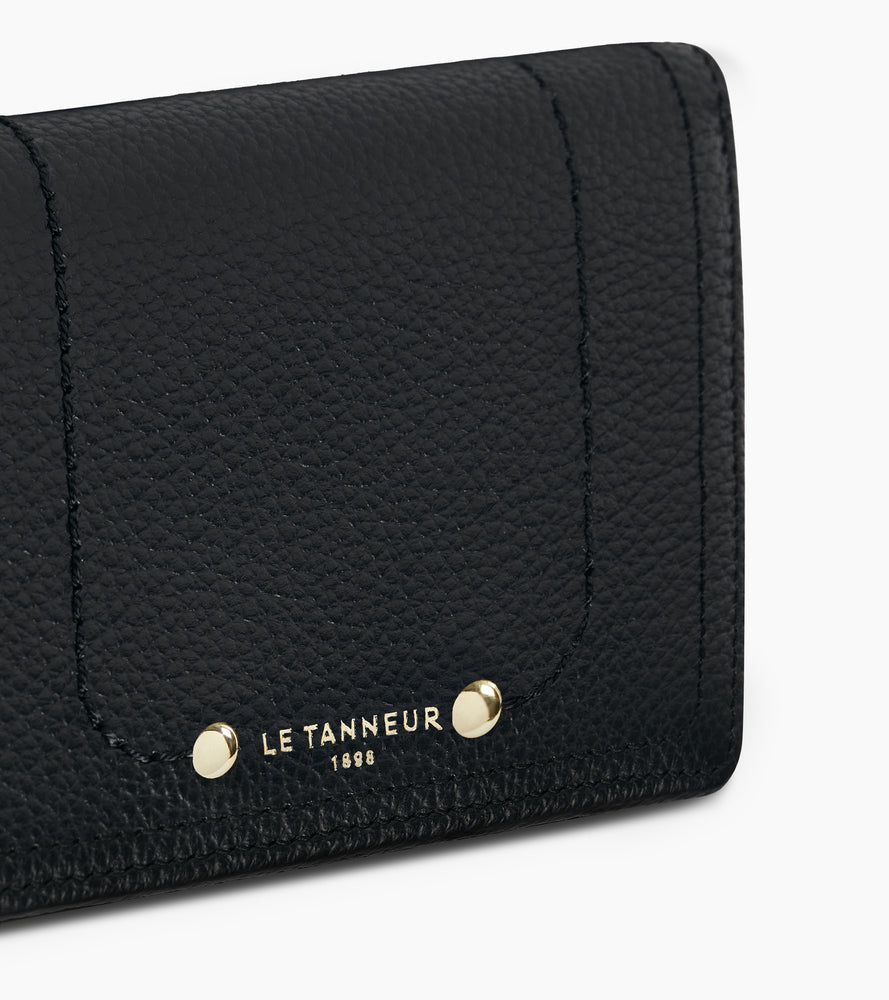 Le Tanneur Ella petit portefeuille cuir grainé noir Black