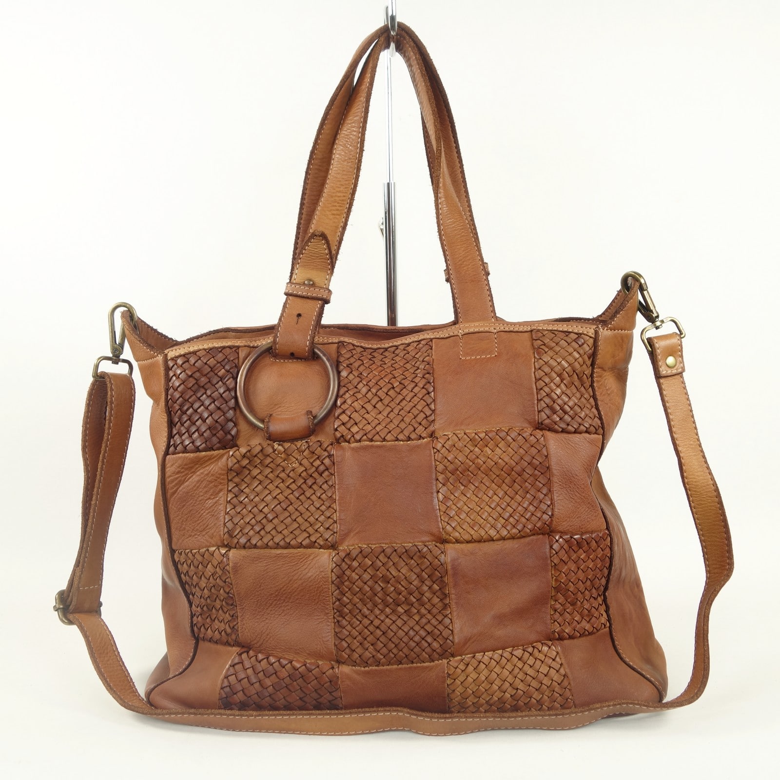 Collection Esprit Cuir BETINA sac à main cuir marron A4 bohème