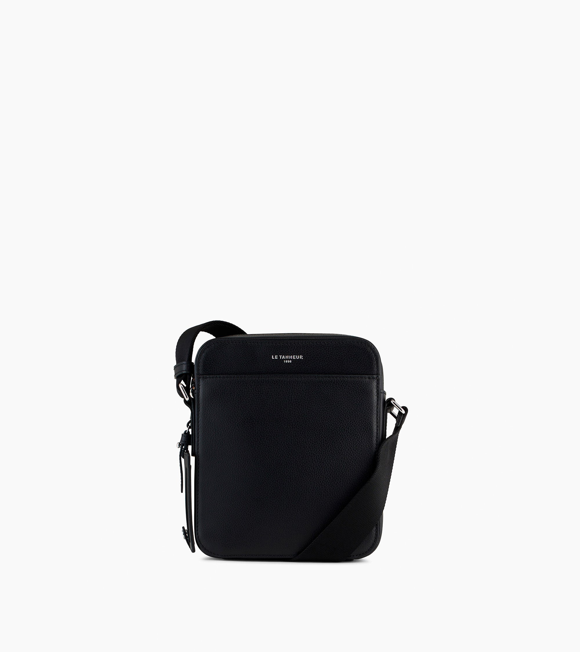 Le Tanneur Emile petite sacoche zippée cuir noir Black