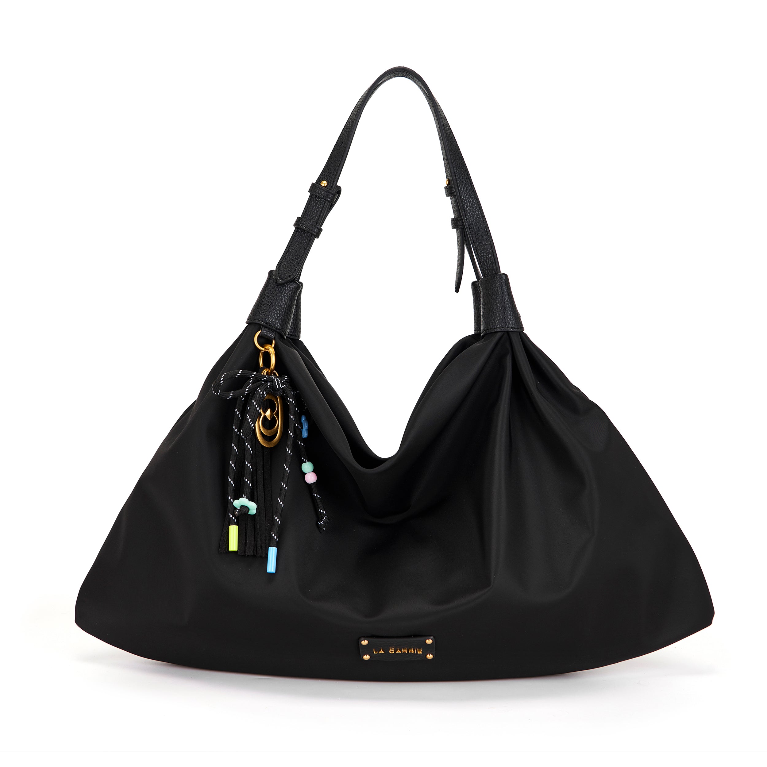 La Carrie Dark Wave sac shopping noir nylon drapé
