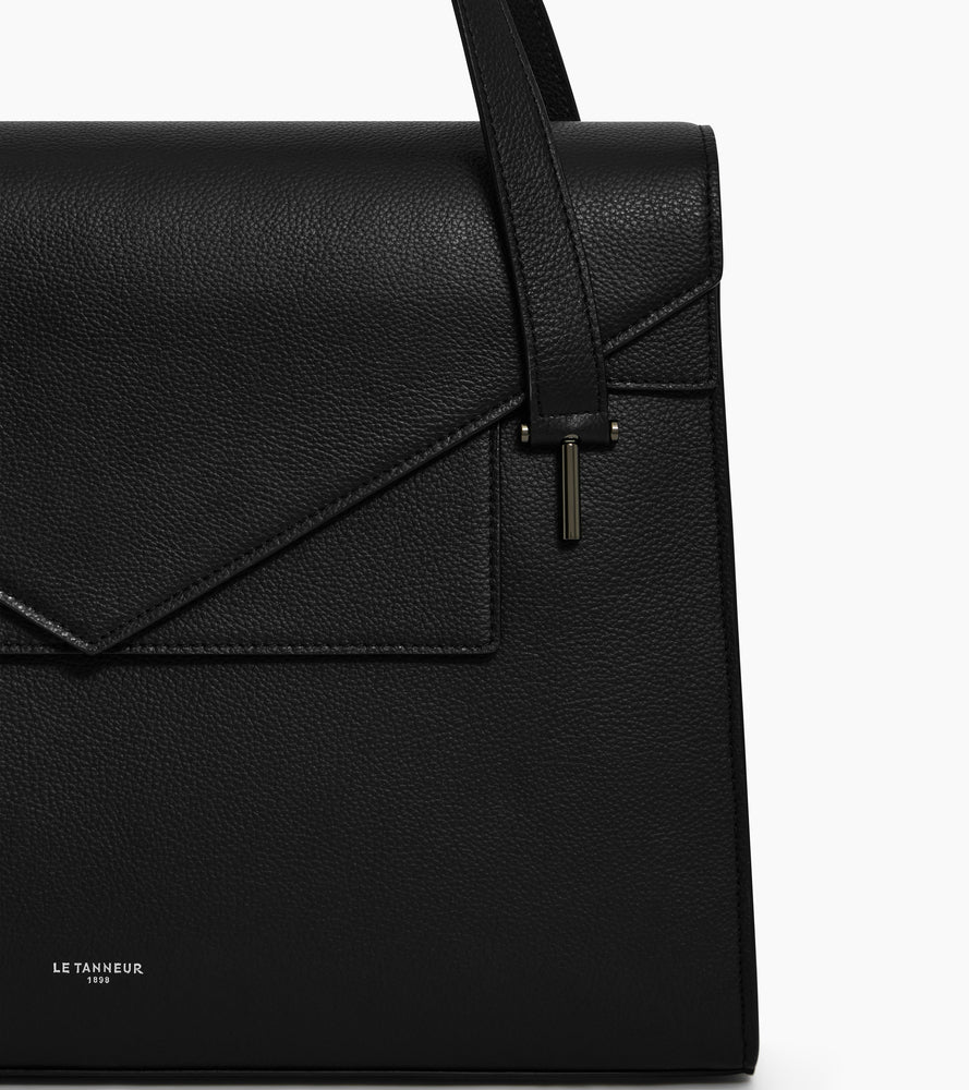Le Tanneur Emilie porte-documents cuir grainé noir 13 pouces
