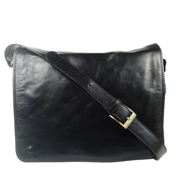 Collection Esprit Cuir Firenze sac bandoulière cuir noir A4 15 pouces