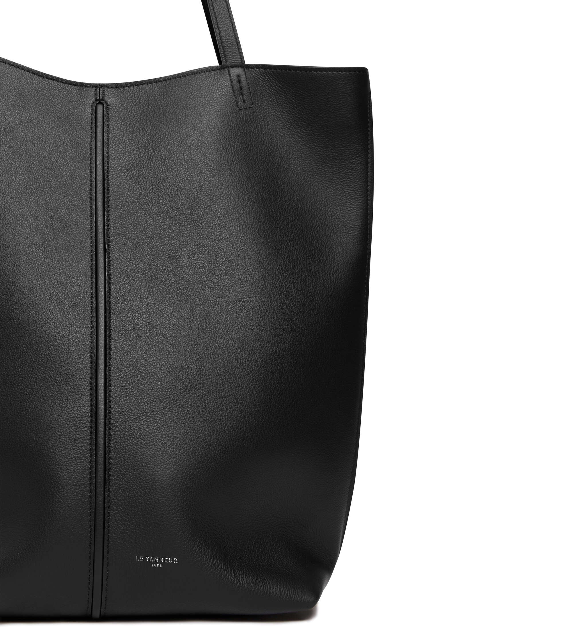 Le Tanneur Hortense sac cabas moyen cuir noir greige