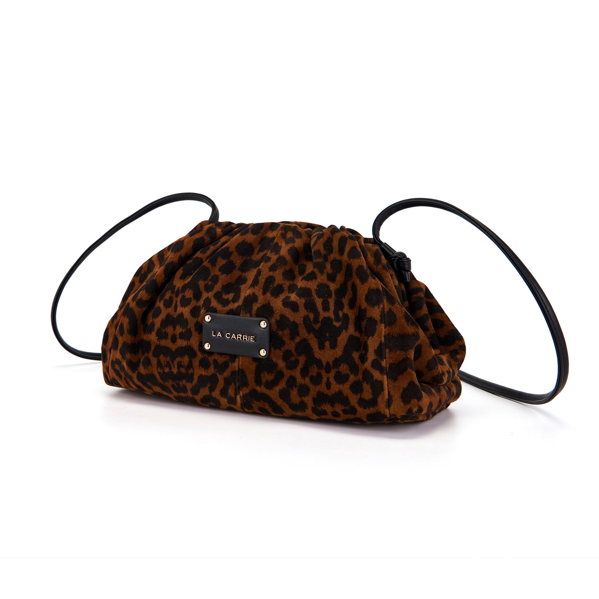 La Carrie Capsule sac bandoulière léopard suède marron