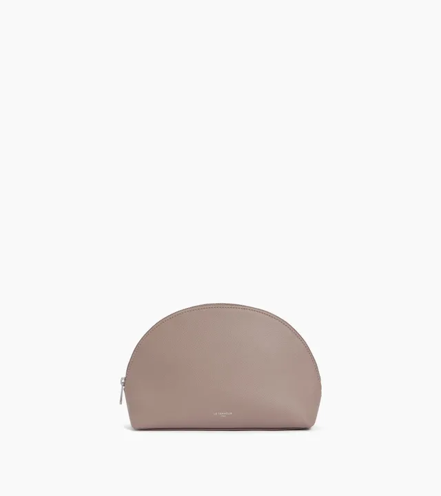 Le Tanneur trousse de toilette demi-lune gris cuir grainé