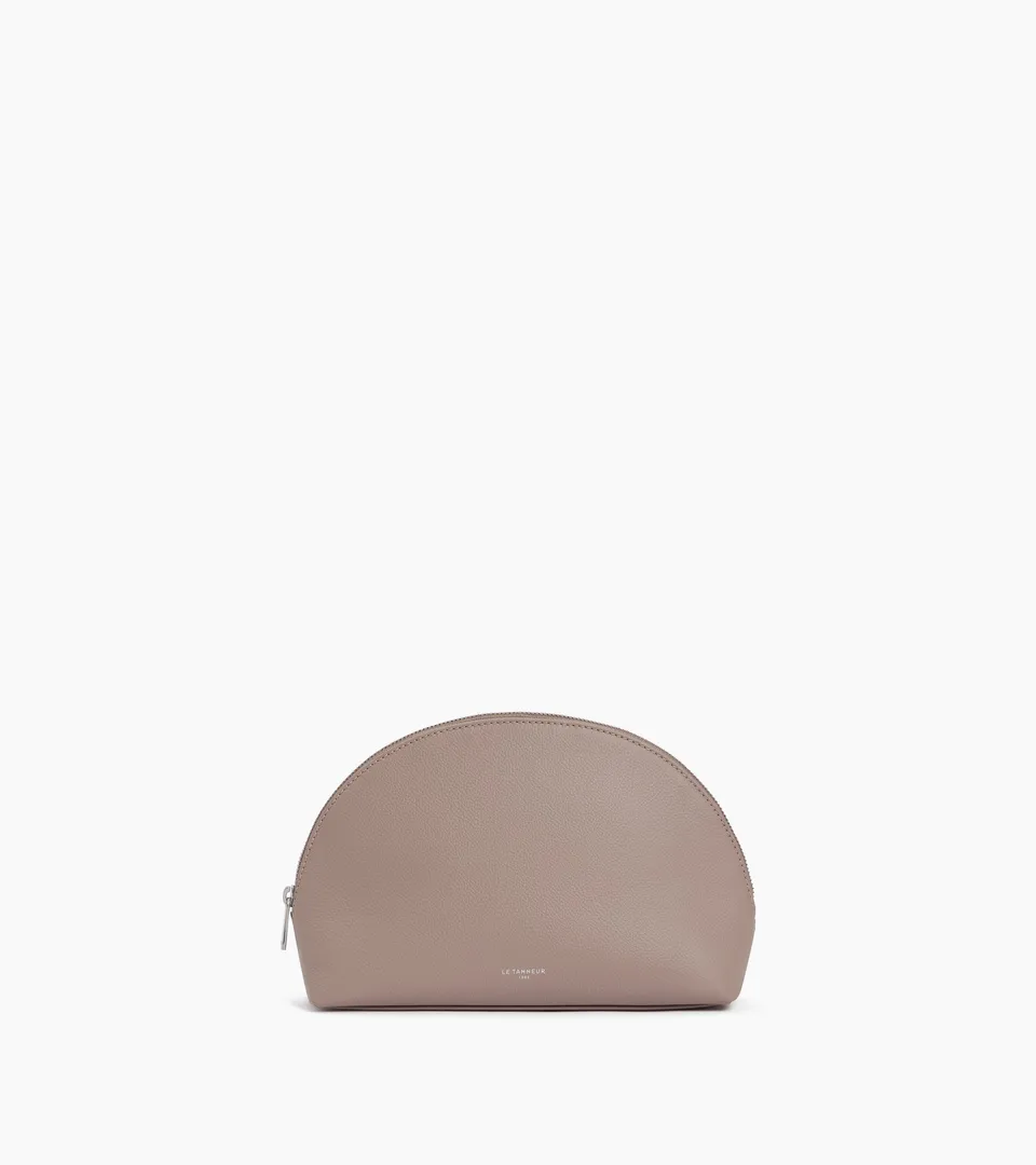 Le Tanneur trousse de toilette demi-lune gris cuir grainé