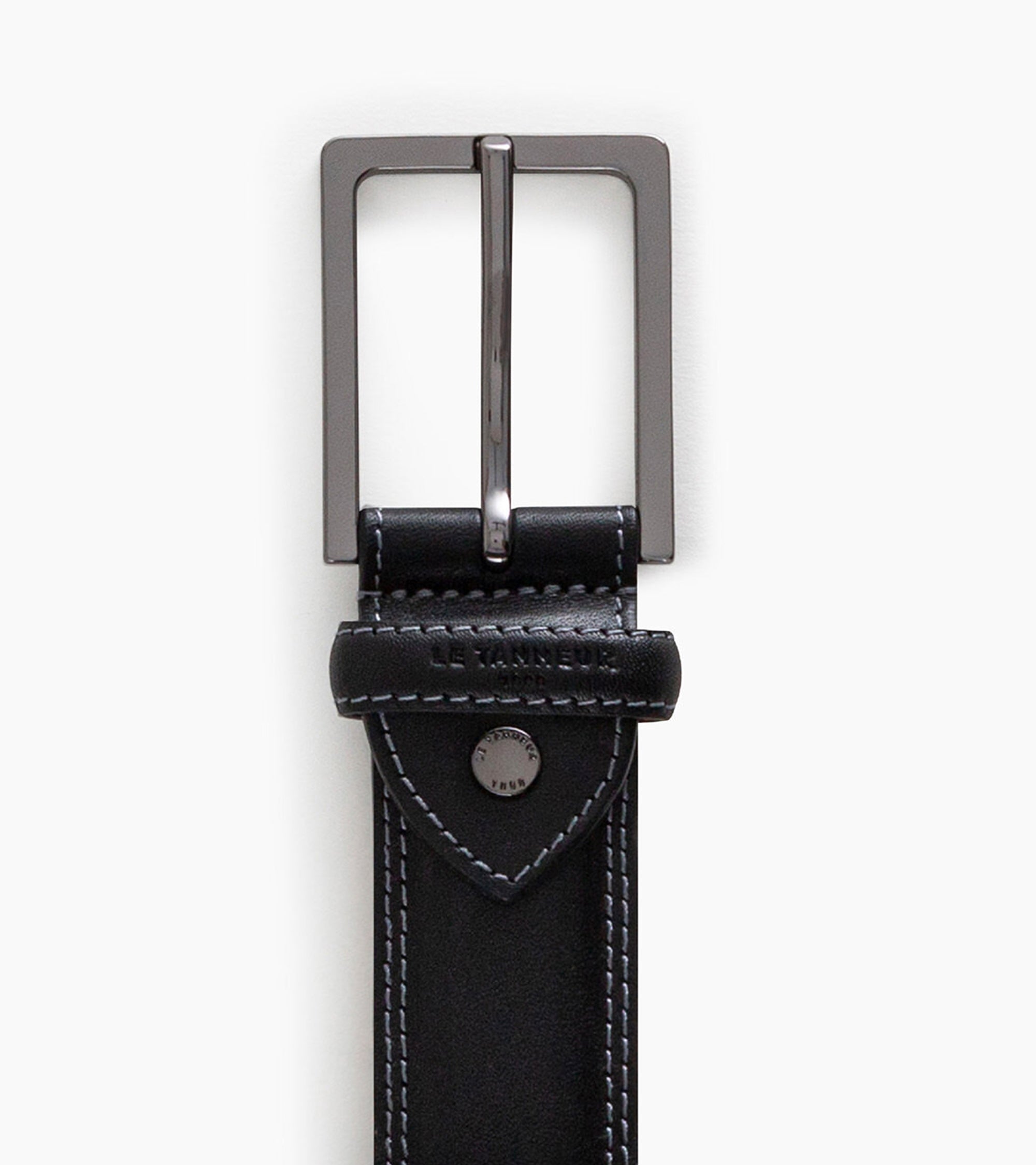 Le Tanneur Martin ceinture homme cuir lisse noir boucle carrée