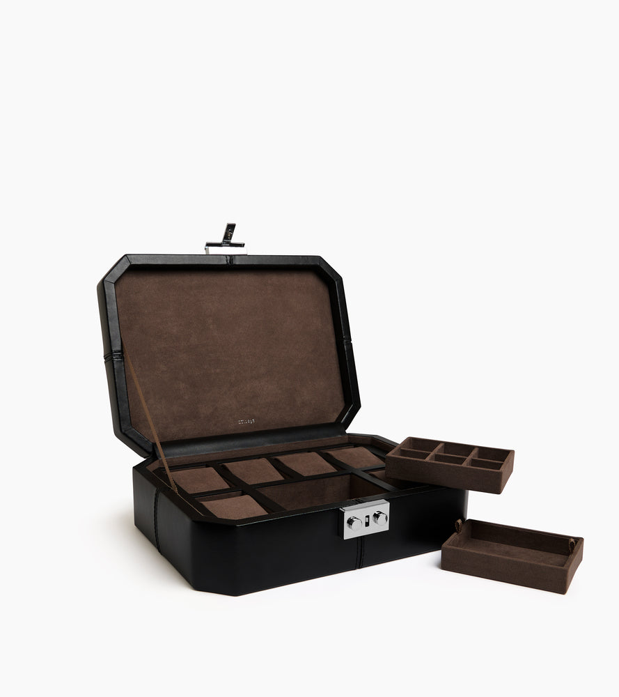 Le Tanneur coffret 6 montres cuir noir boutons