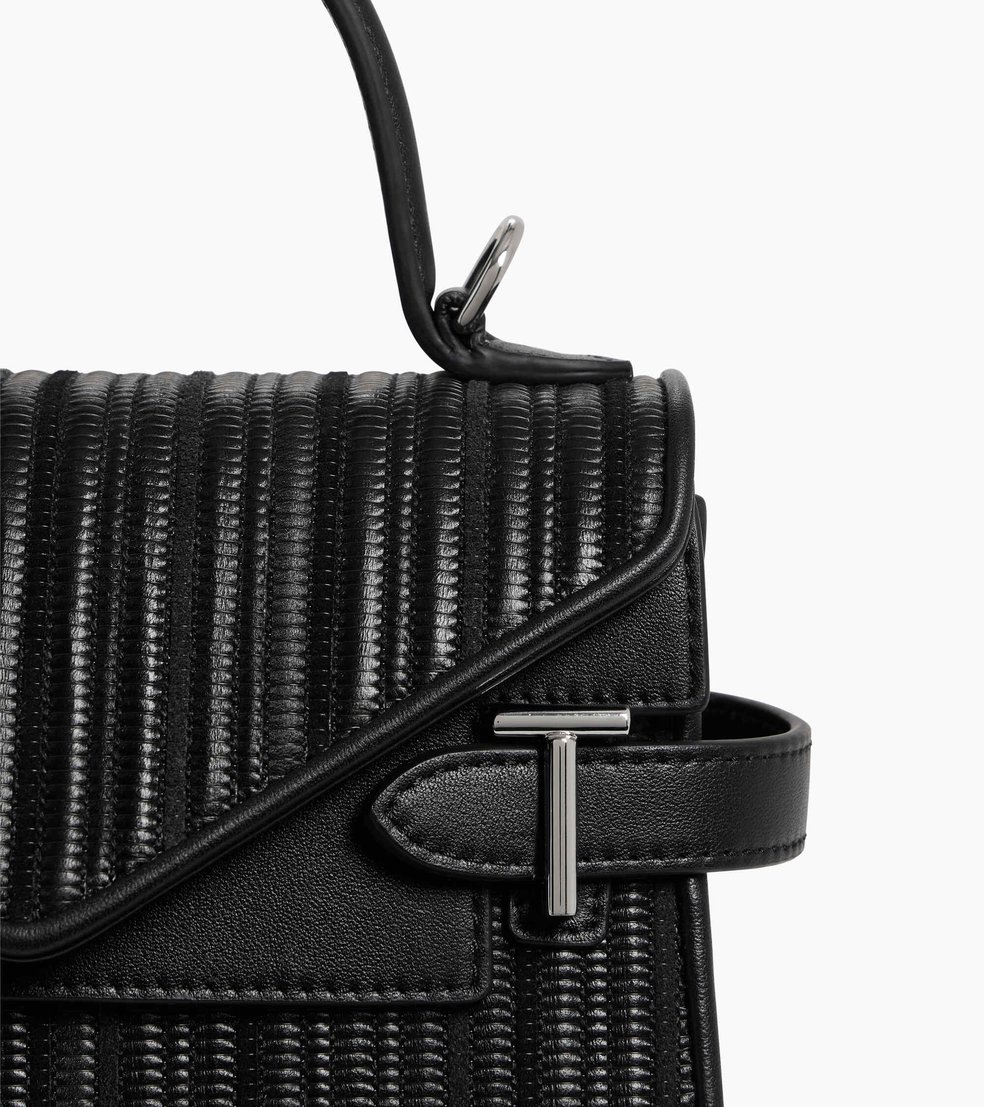 Le Tanneur Emilie petit sac cuir tressé noir double rabat