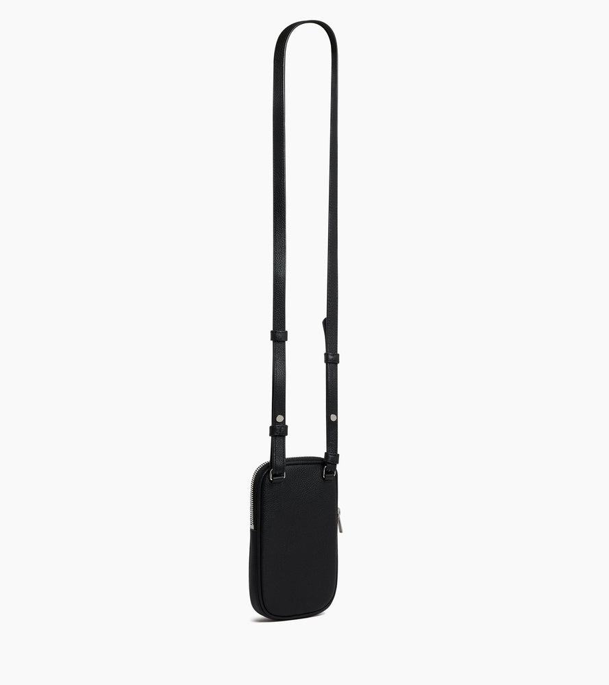 Le Tanneur étui téléphone cuir grainé Black zip argent