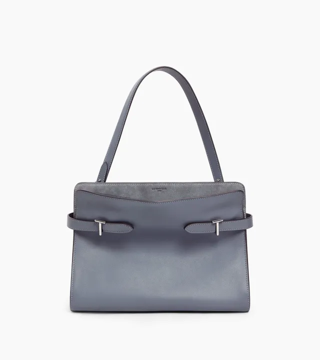 Le Tanneur Emie sac épaule cuir bleu acier grand modèle