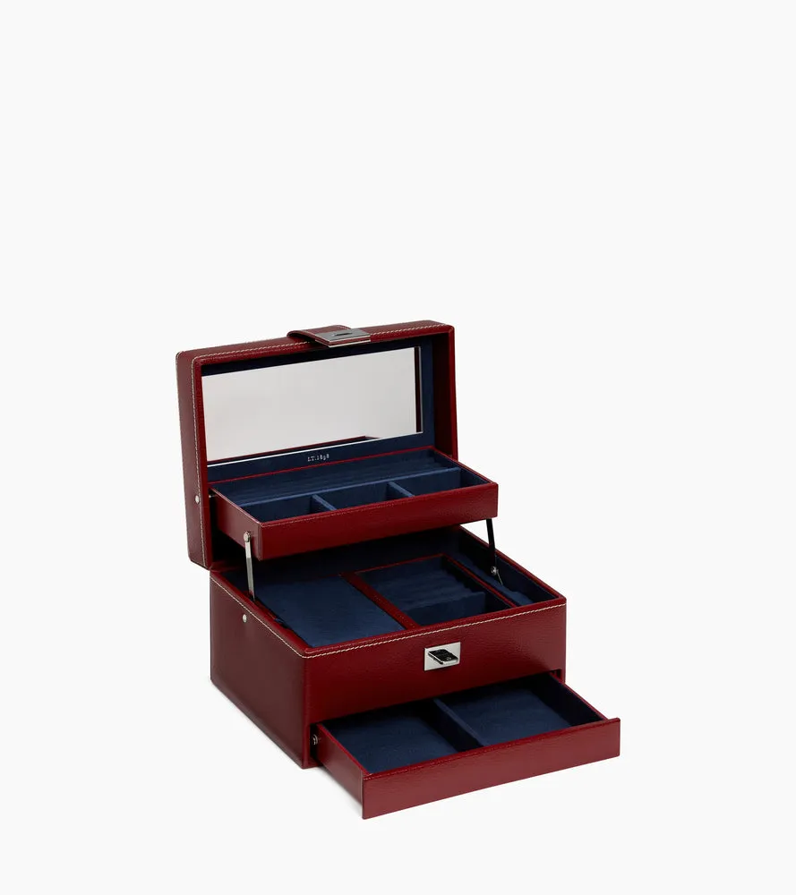 Le Tanneur boîte à bijoux cuir rouge Revolution Red miroir