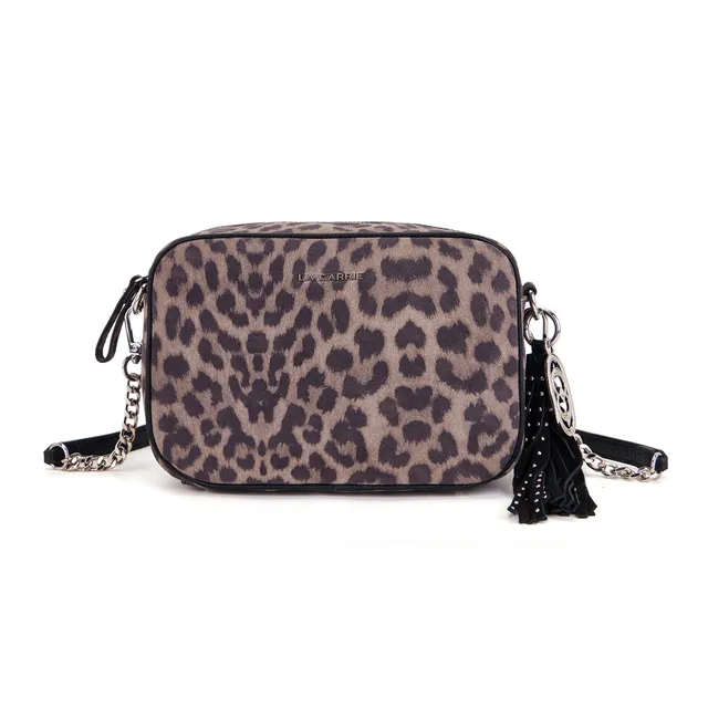 La Carrie Lio sac bandoulière suède gris animalier