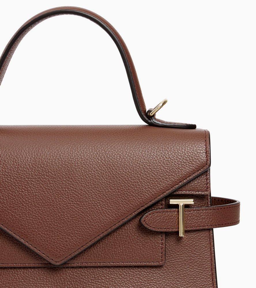 Le Tanneur Emilie sac à main cuir grainé double rabat