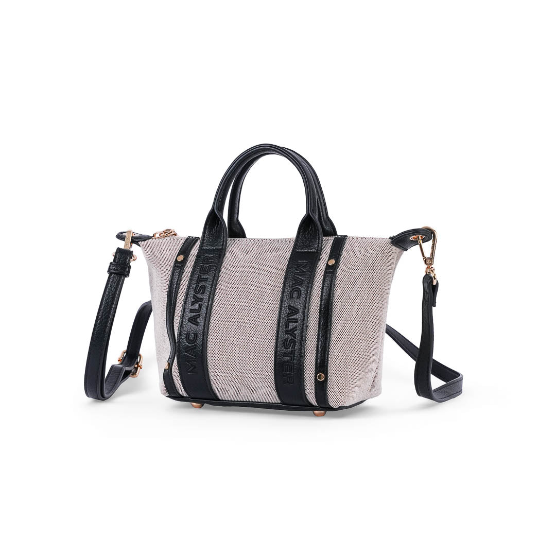 MAC ALYSTER Abrielle Lin petit sac main noir anses rondes