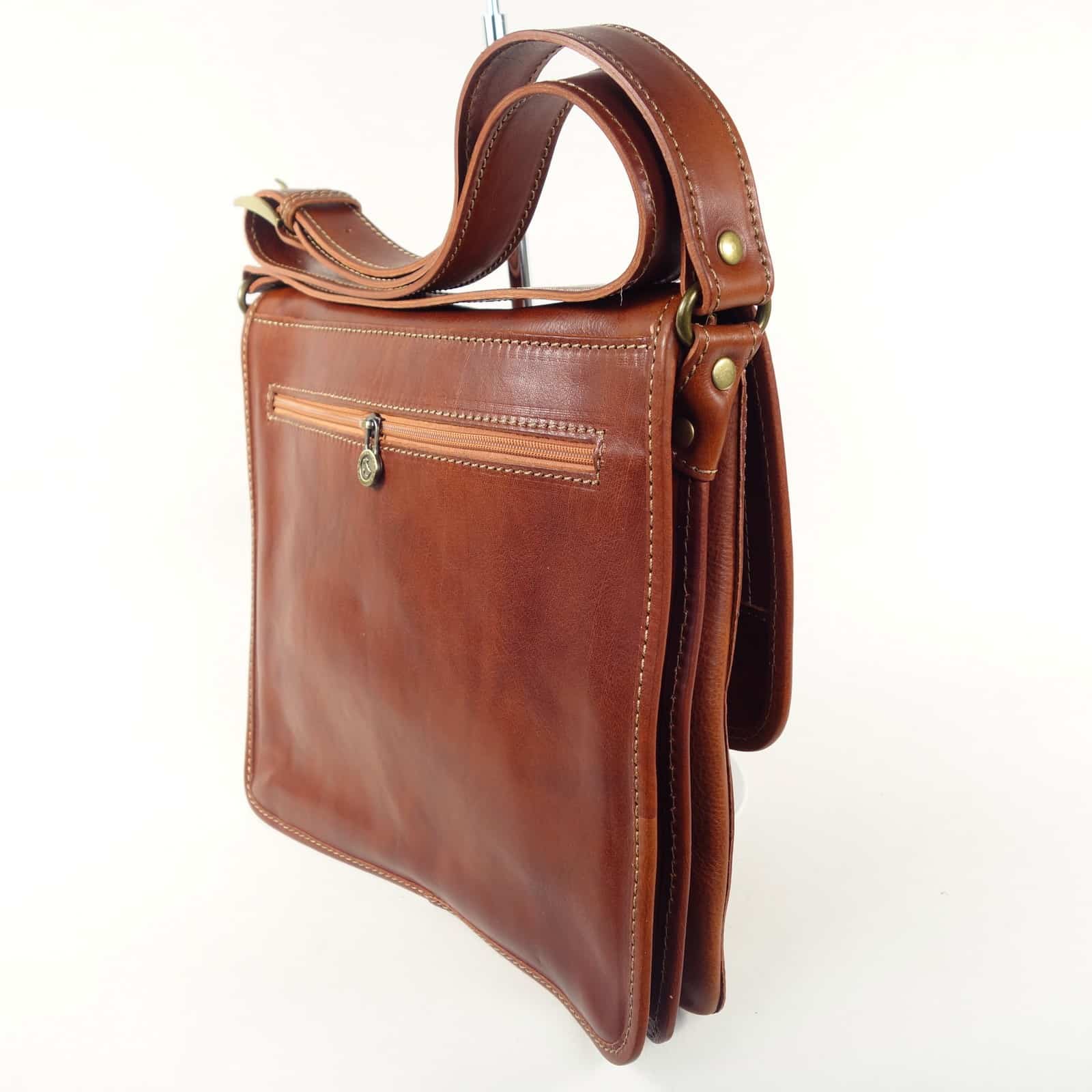 Collection Esprit Cuir Messenger sac bandoulière cuir cognac