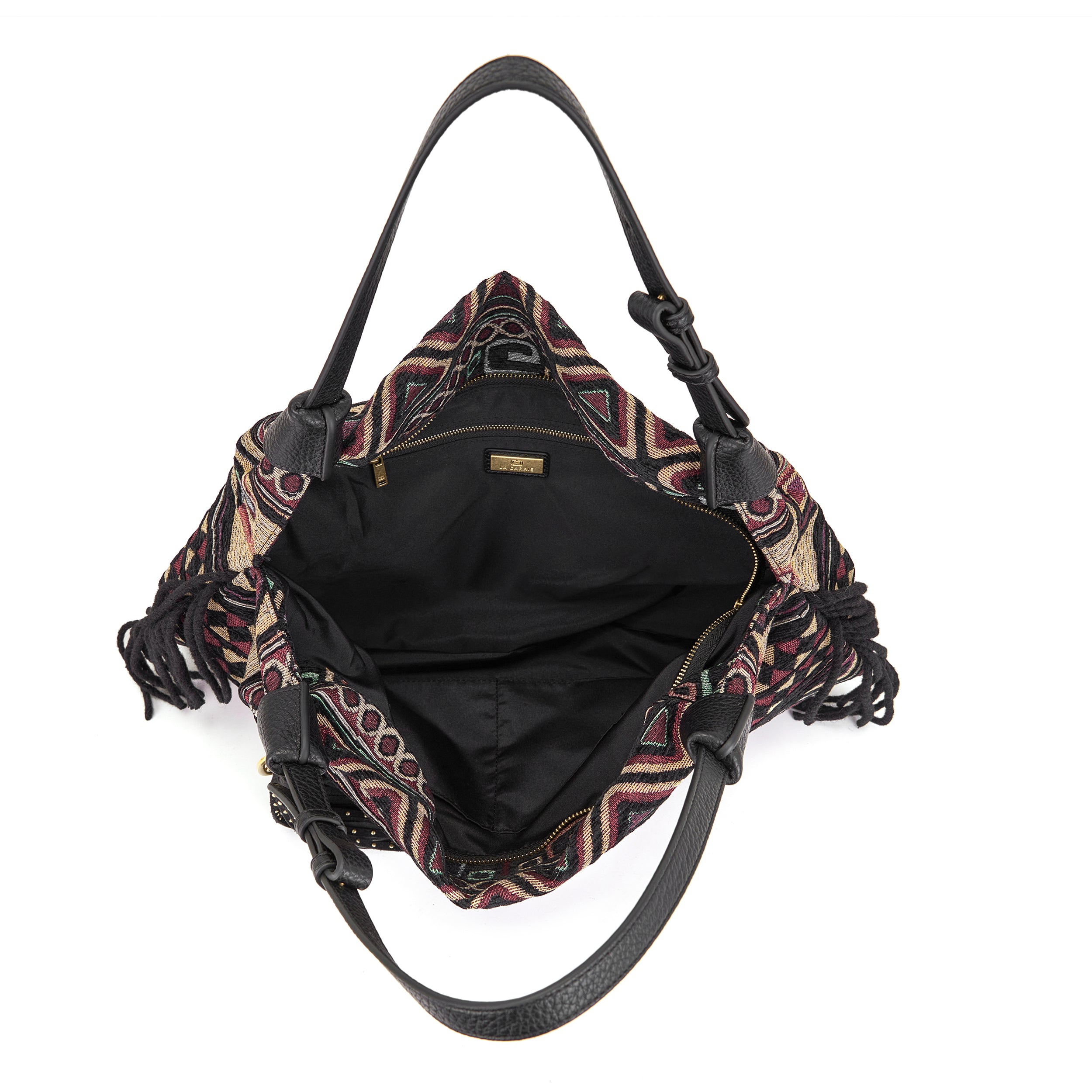 La Carrie Kerala sac shopping toile noire motifs