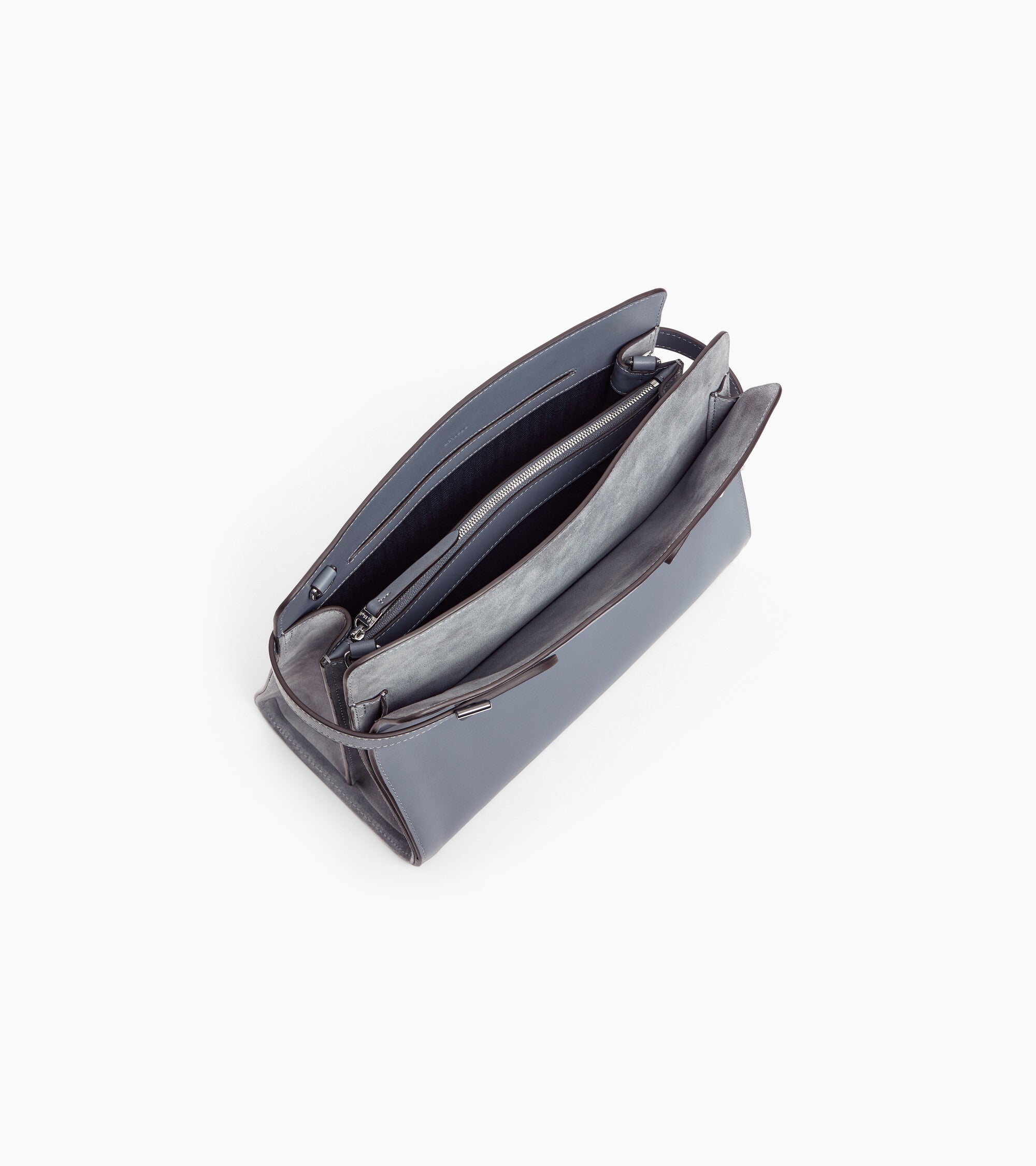 Le Tanneur Emie sac épaule cuir bleu acier grand modèle