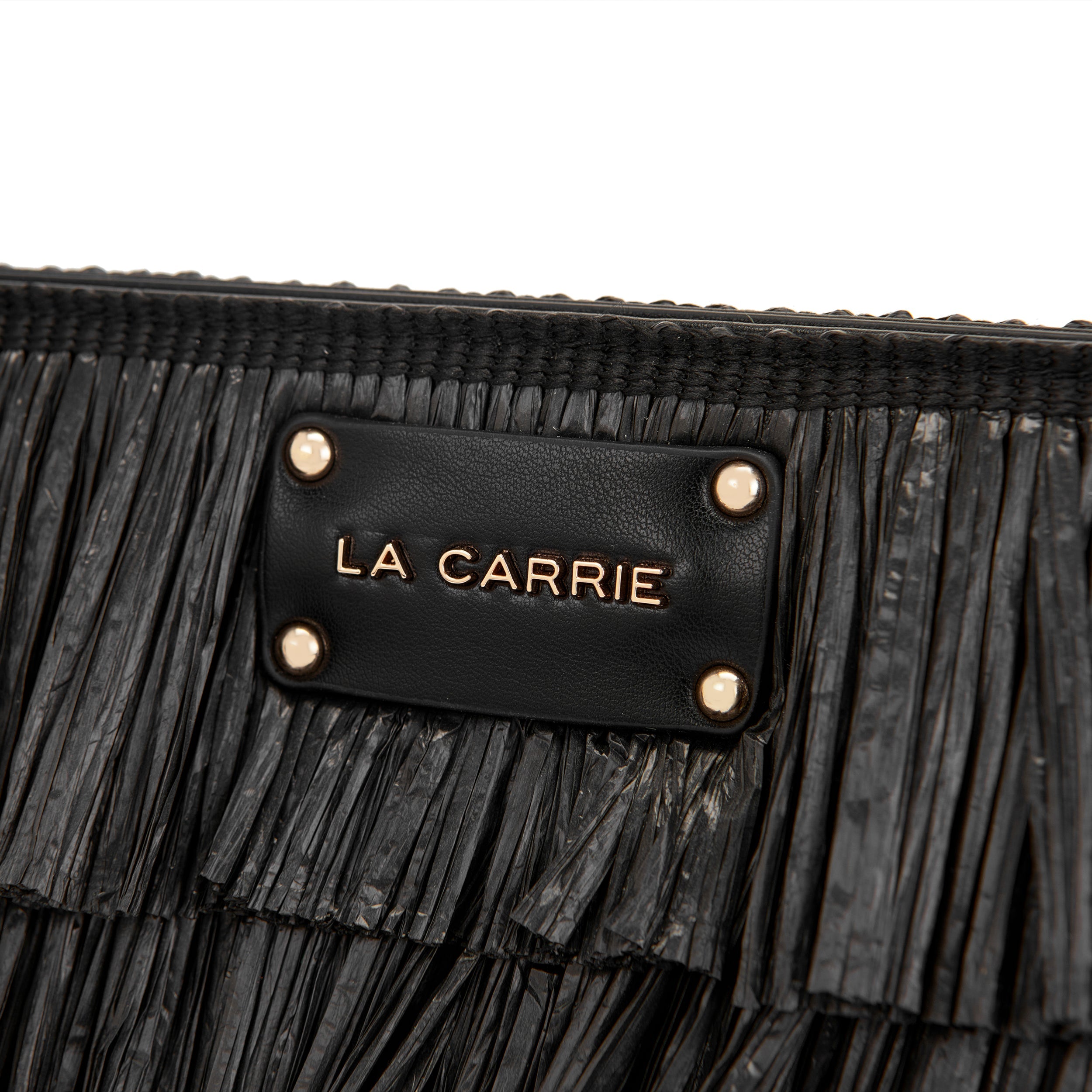 La Carrie Sunflower pochette raffia black 30x9x20 cm
