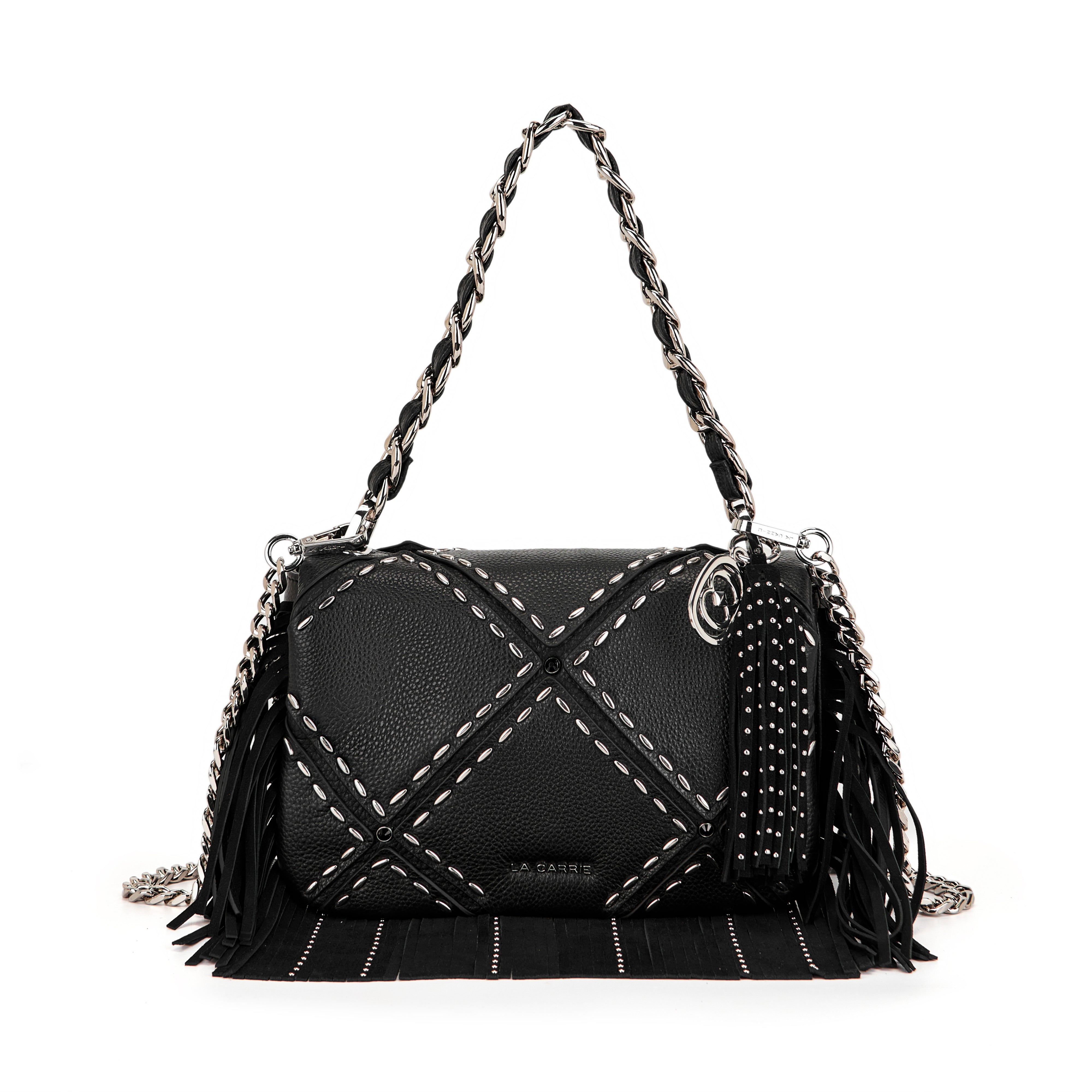 La Carrie Isabel Rock sac bandoulière noir cuir chaîne
