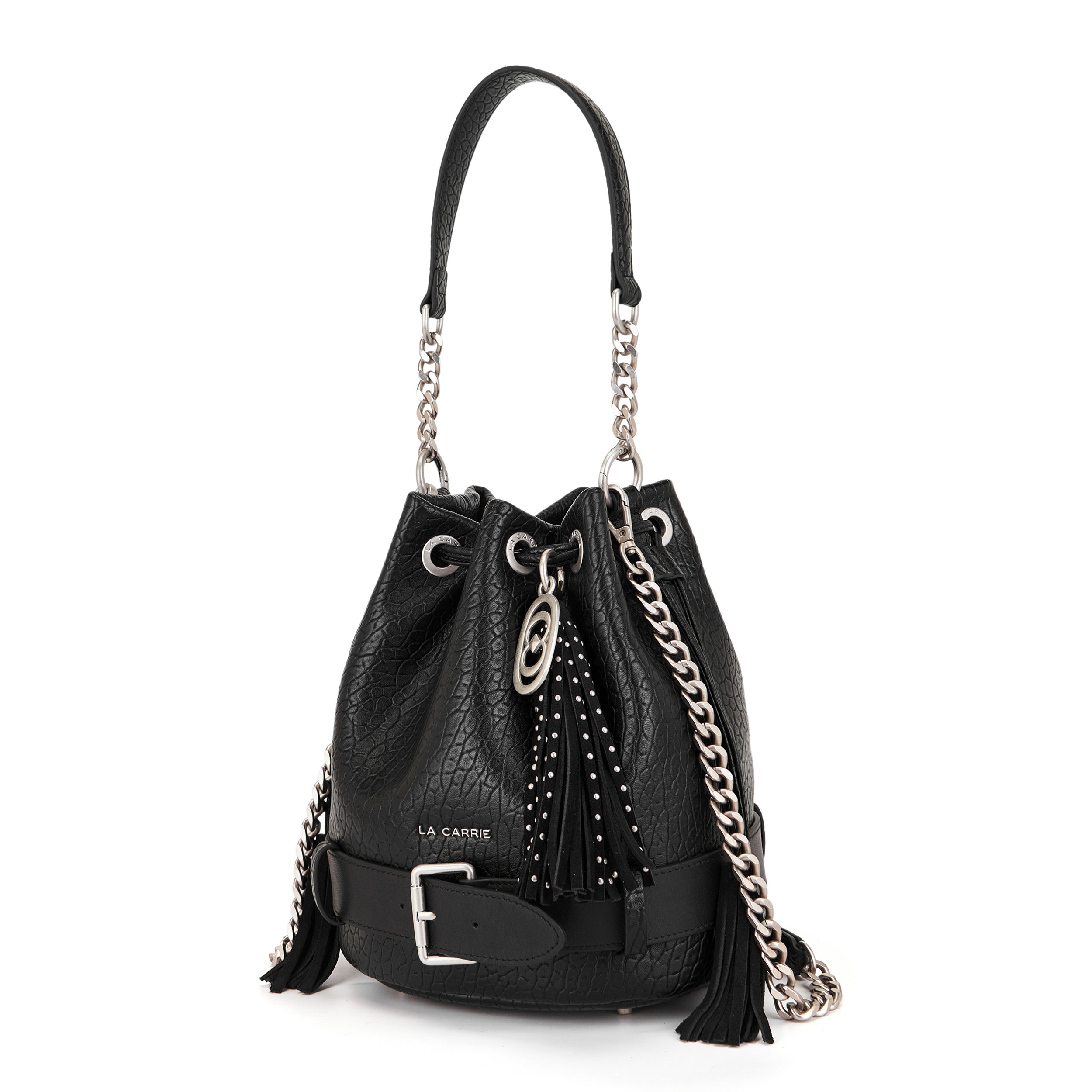 La Carrie Belty sac seau noir PU 24x17x26