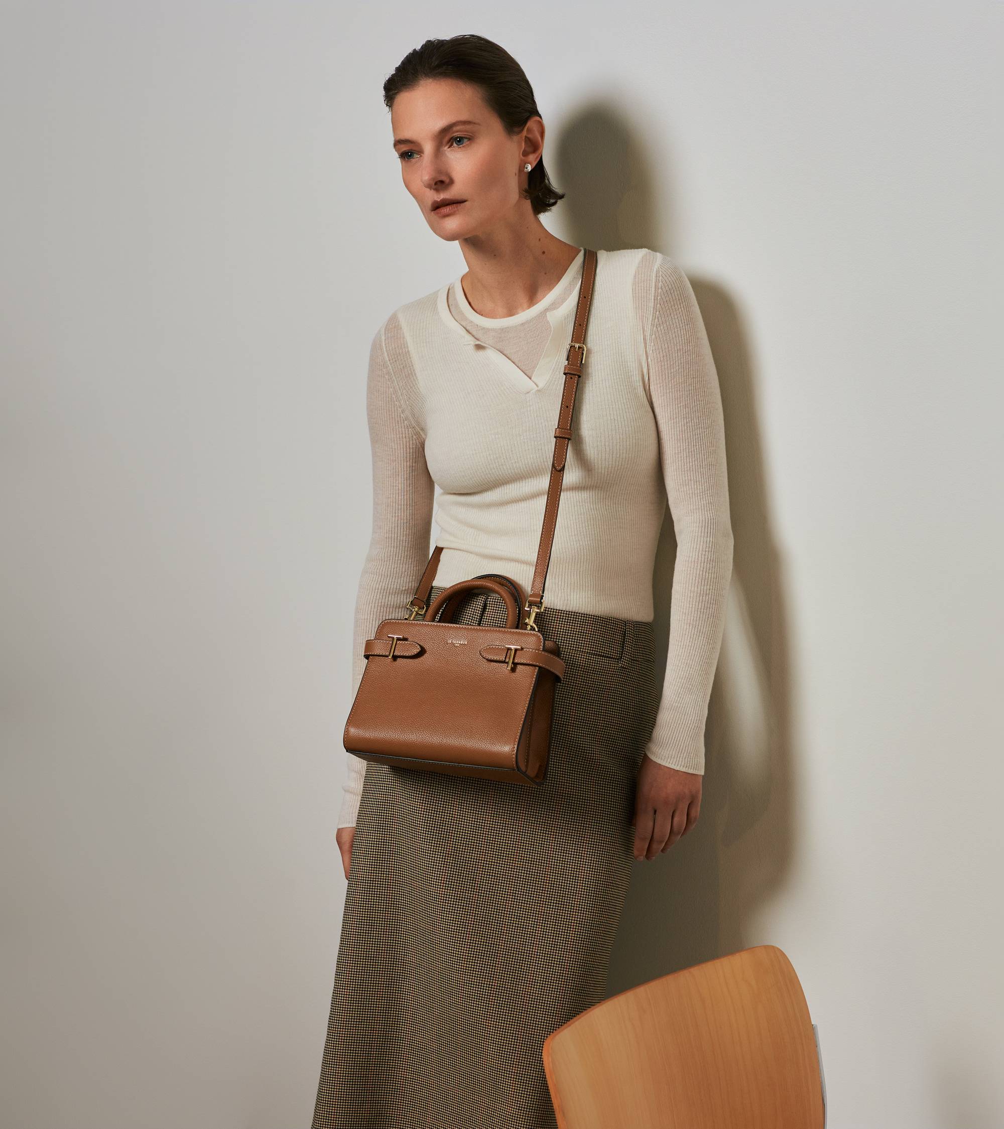 Le Tanneur Emilie petit sac à main cuir marron 3 compartiments