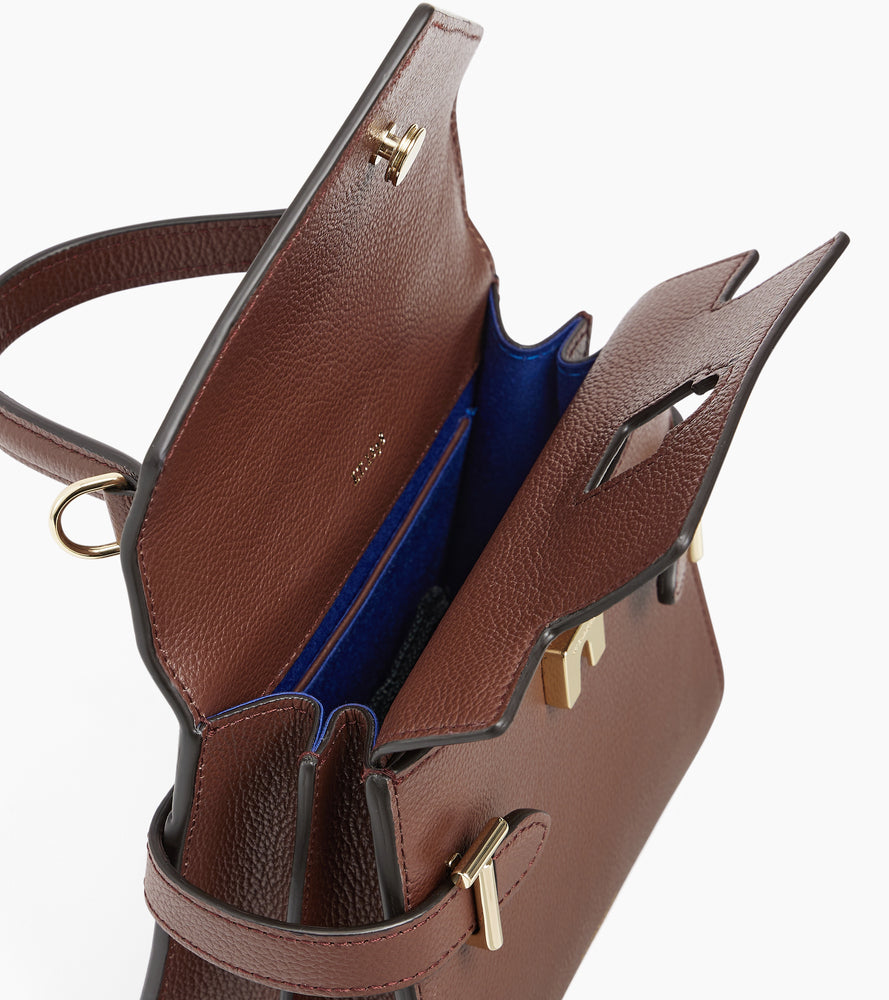 Le Tanneur Emilie petit sac à main cuir grainé double rabat