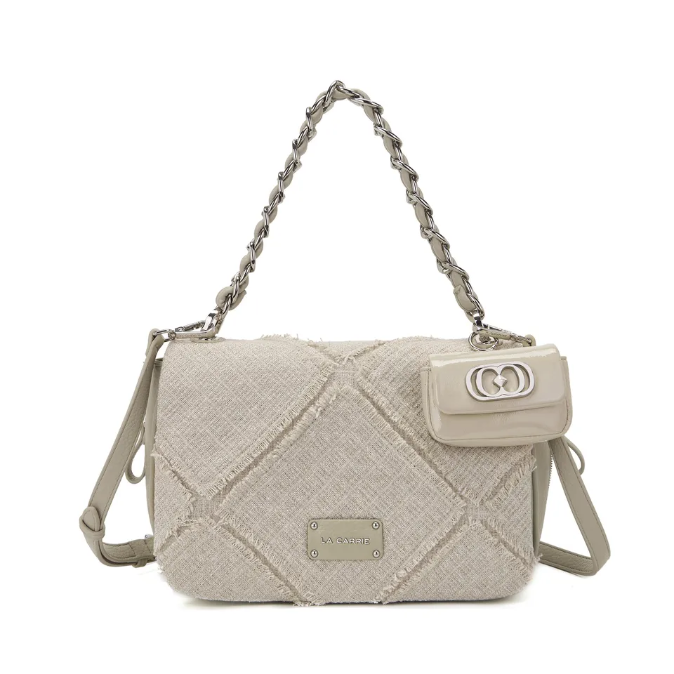 La Carrie Bag Isabel Cross sac bandoulière beige 35cm