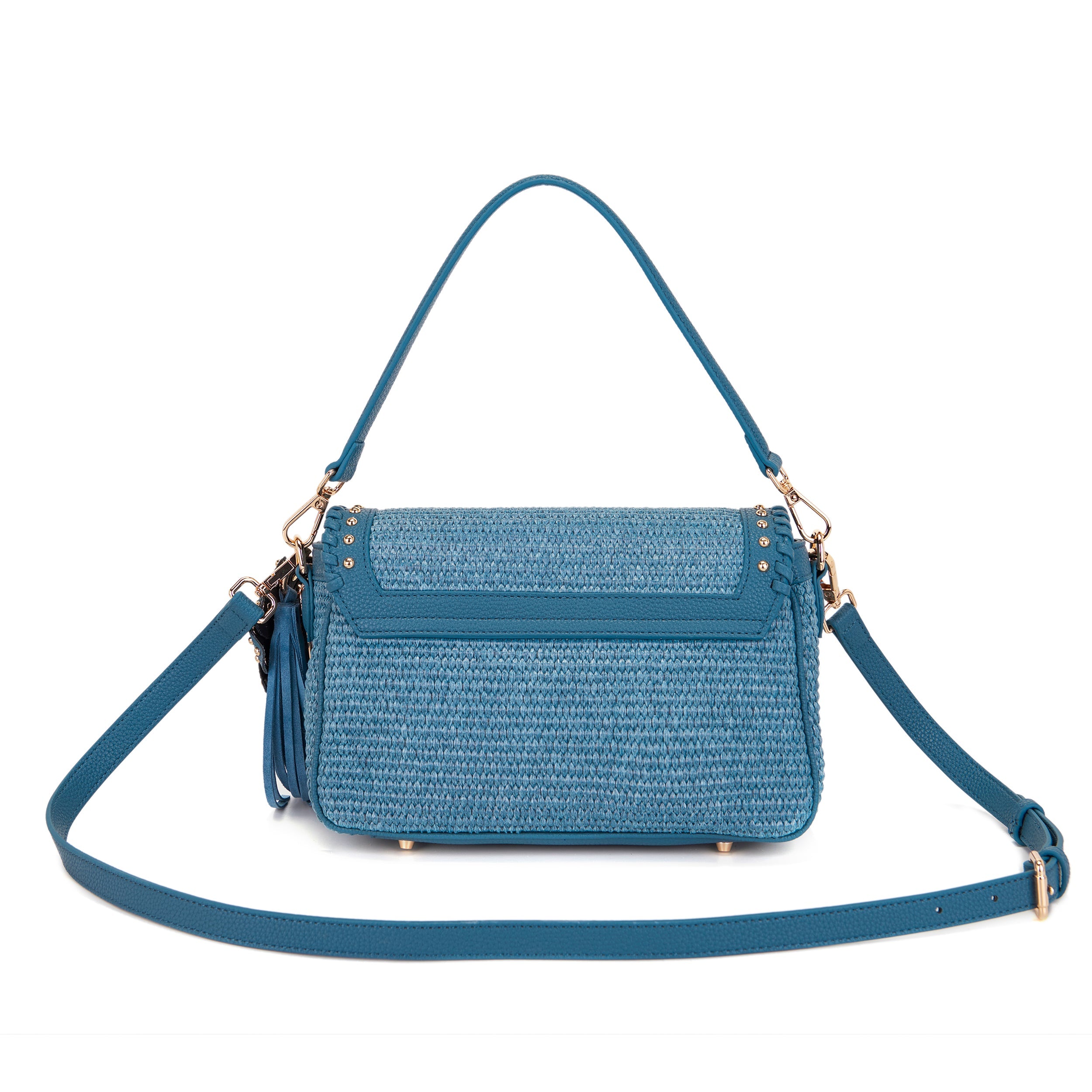 La Carrie La Plage sac épaule jeans raphia 29,5 cm