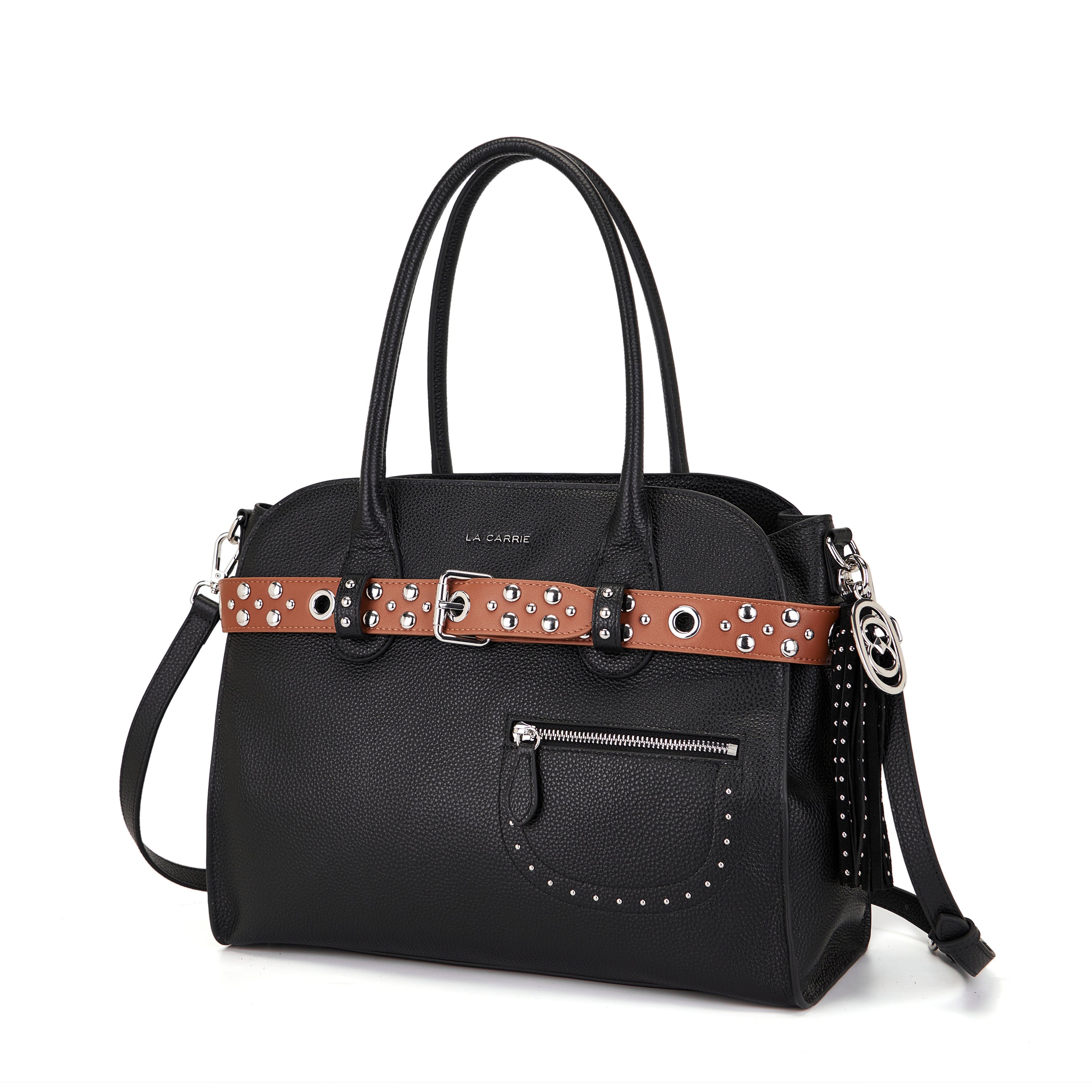 La Carrie Backdoor sac shopping noir PU 35x15x27 cm