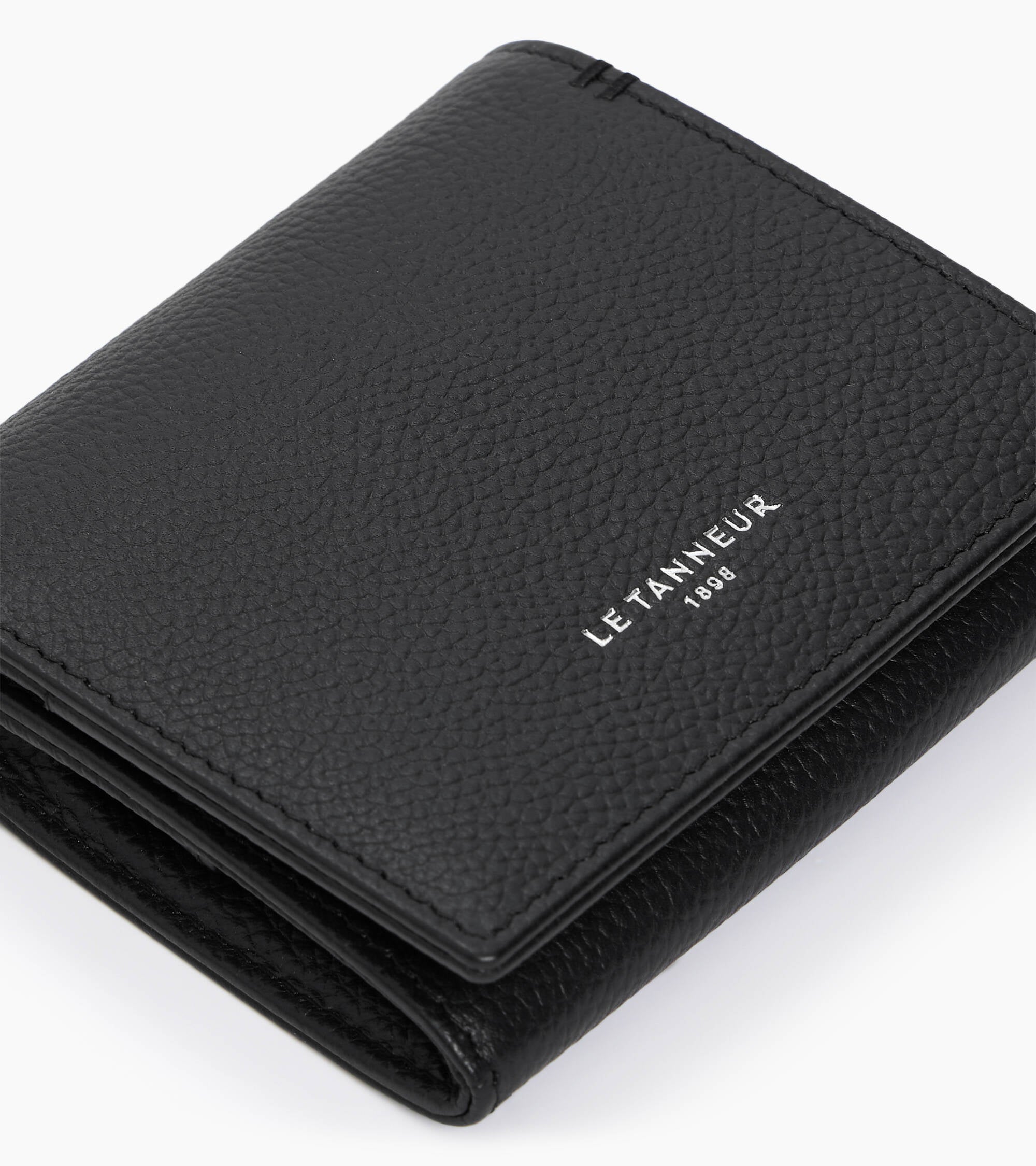 Le Tanneur Lucien porte-monnaie boîte cuir grainé noir